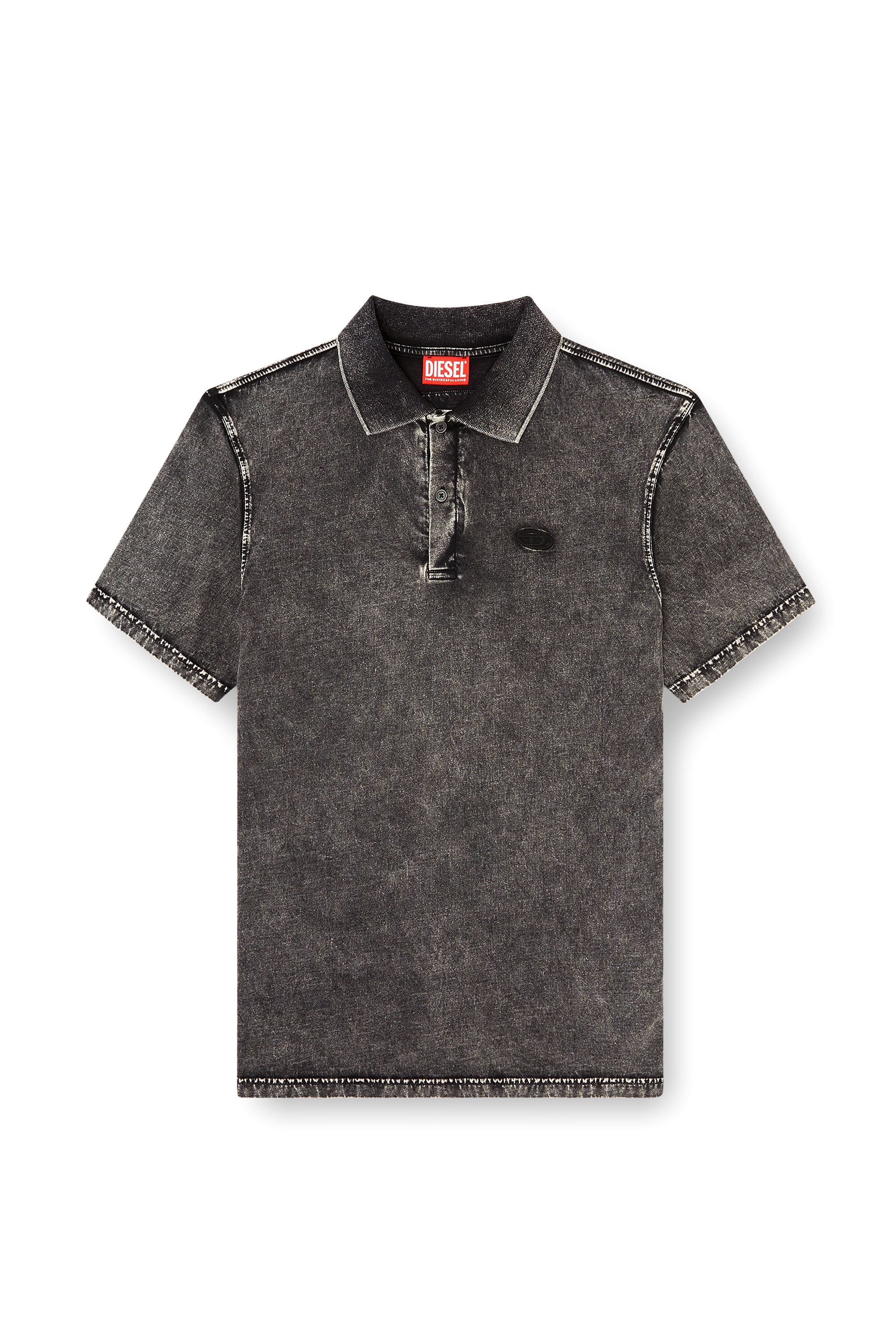 Diesel - T-REJUST-NC-DEN, Camiseta tipo polo en tejido de punto efecto denim Hombre in Gris - 2