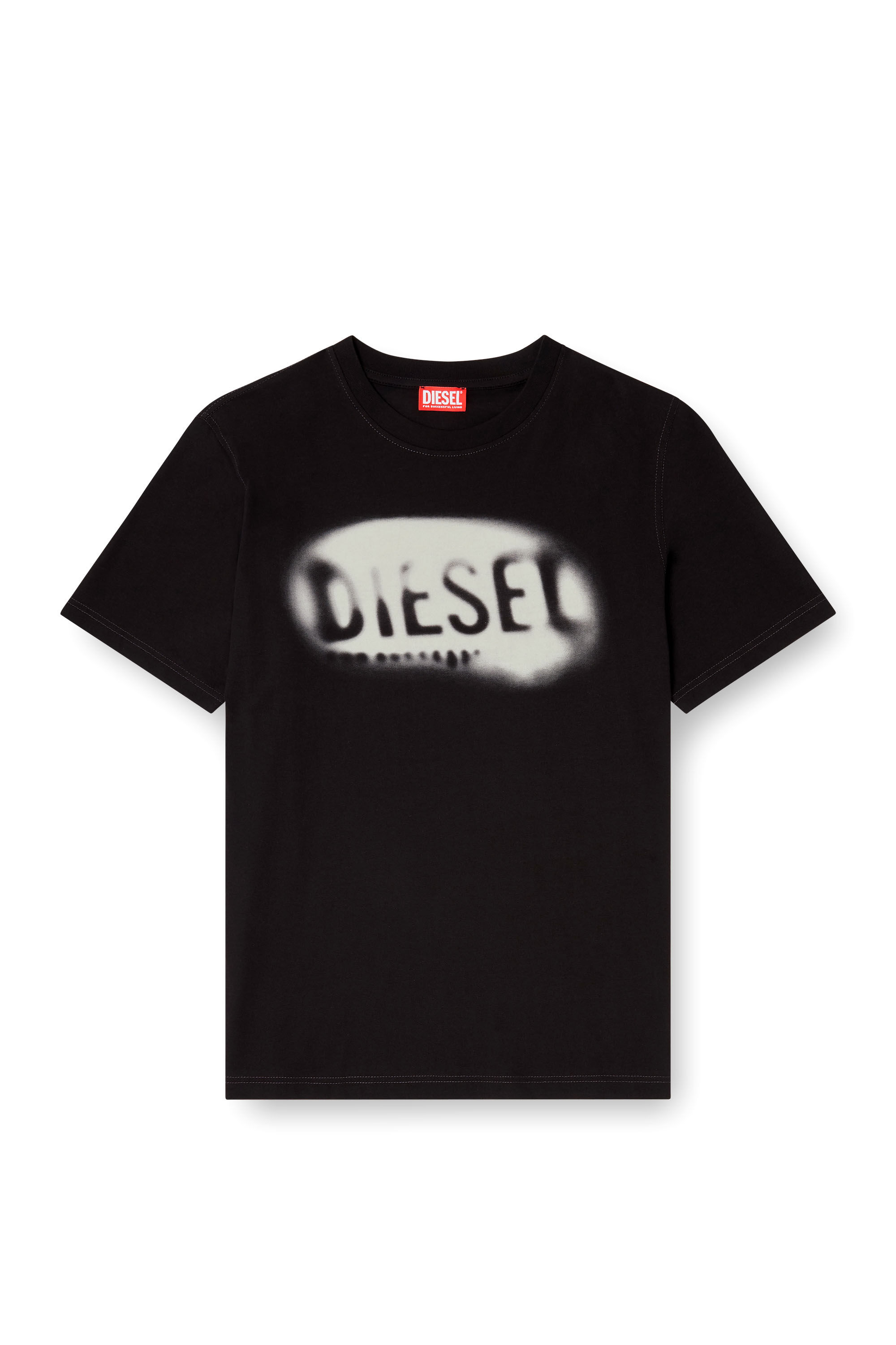 Diesel - T-ADJUST-V2, Camiseta de algodón ligero con logo desvaído. Hombre in Negro - 2