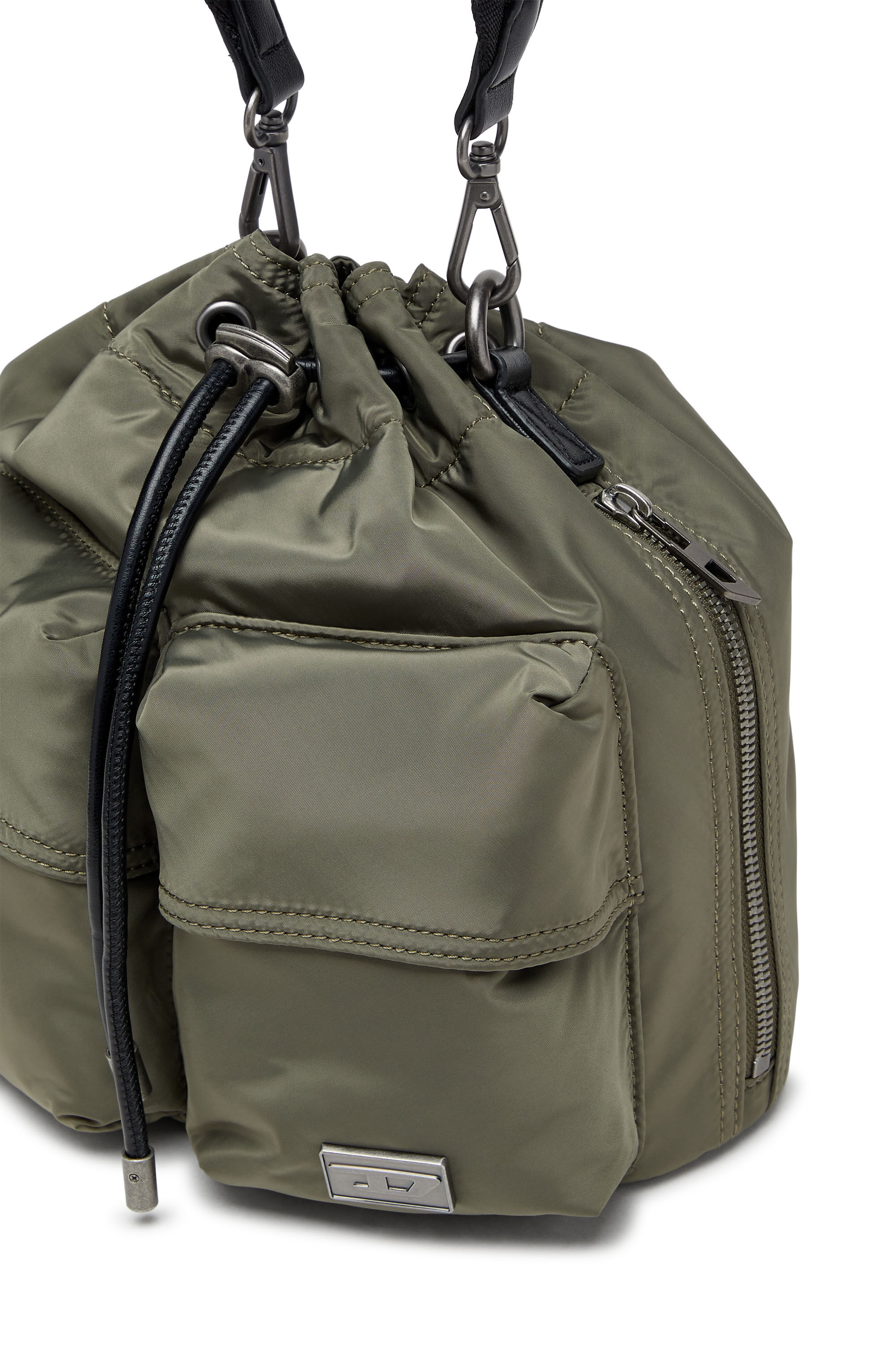 Diesel - MULTI-PKTS BUCKET X, Multi-Pkts-Bolso tipo cubo multibolsillo en tejido recubierto utility Unisex in Verde - 5
