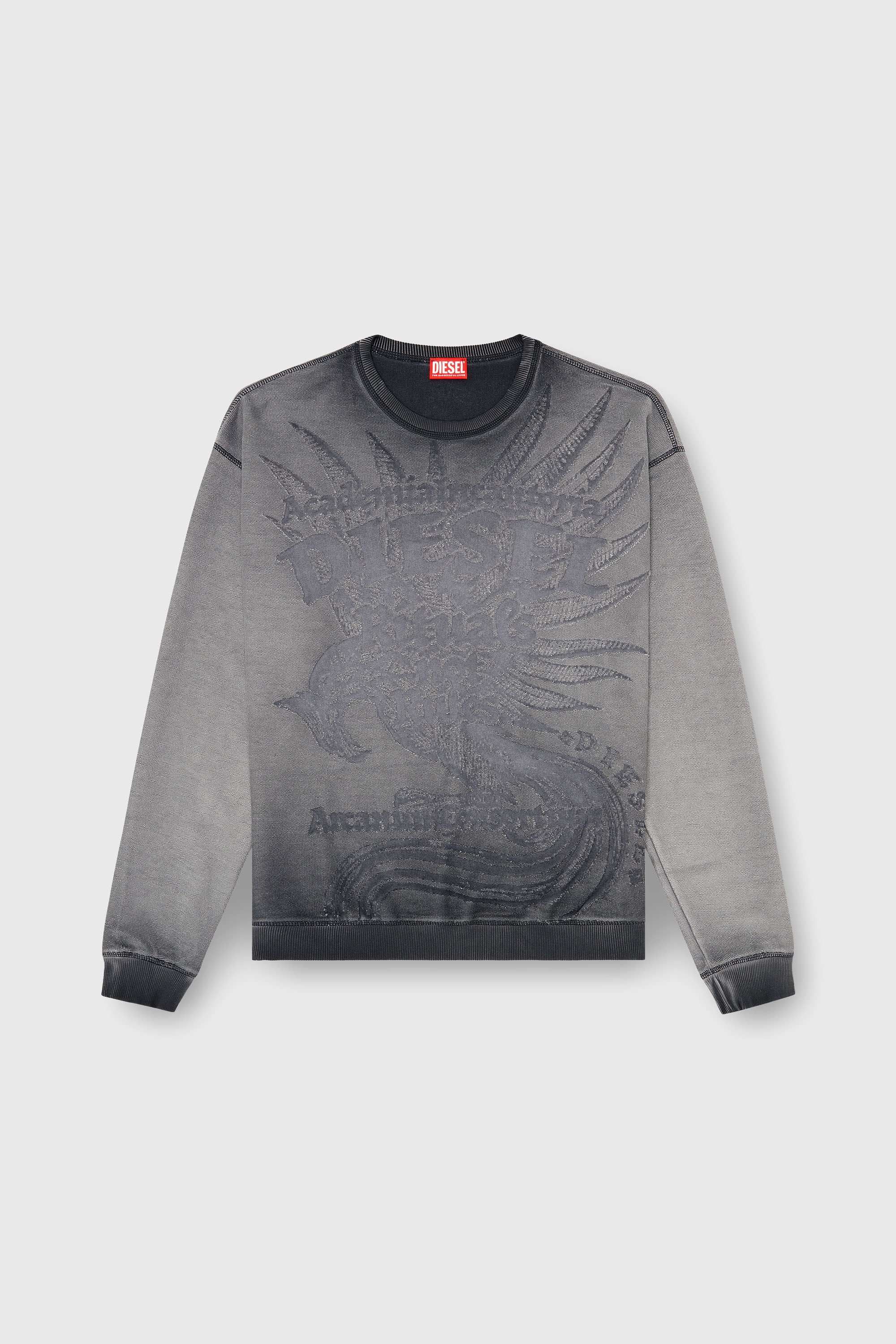 Diesel - S-ARON-RAW, Sudadera con estampado devor&eacute; Hombre in Gris - 2