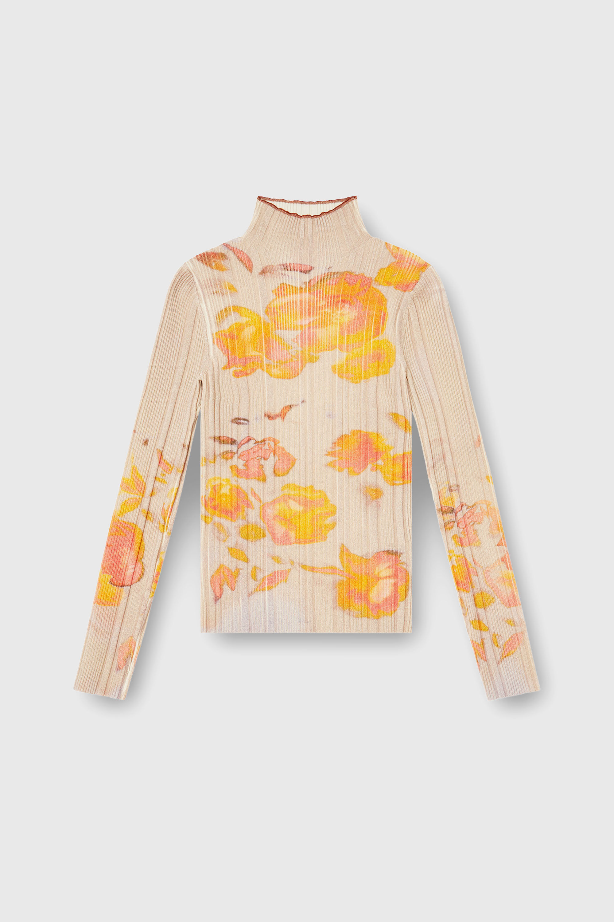 Diesel - M-IORIA, Top de cuello alto de lana acanalada con estampado floral Mujer in Multicolor - 2