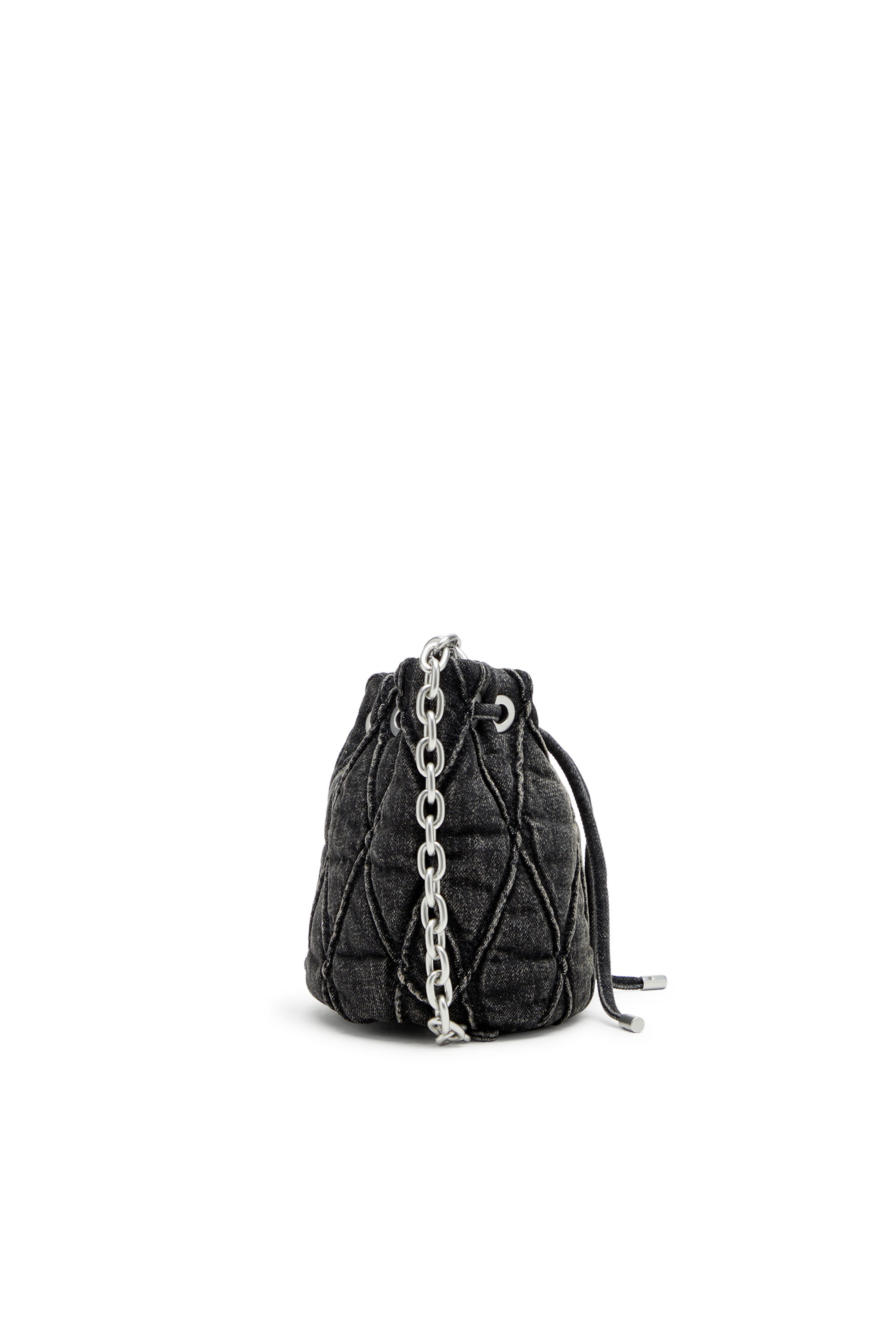 Diesel - CHARM-D BUCKET S, Charm-D S-Bolso mini tipo cubo en denim acolchado tratado Mujer in Negro - 4