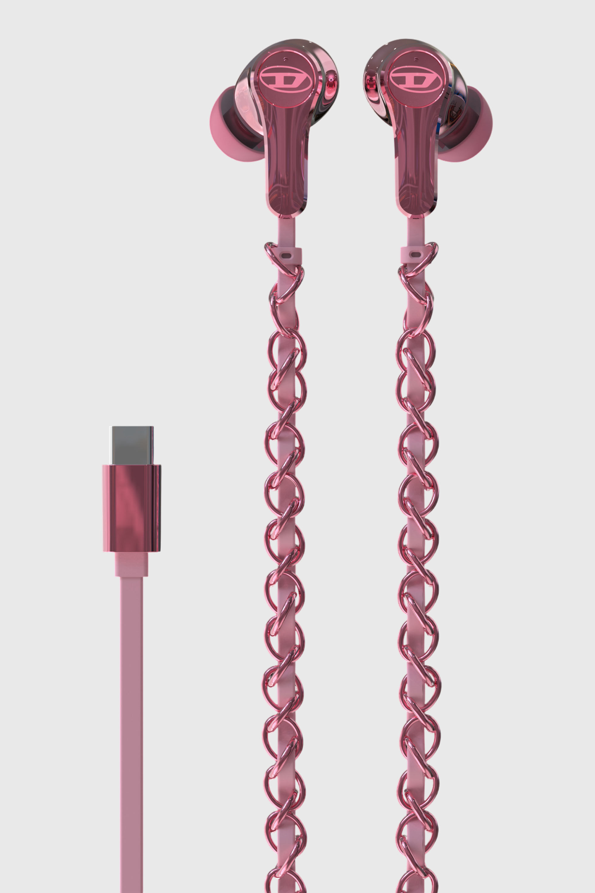 Diesel - 60688 WIRED EARBUDS WIRED EARBUDS, Auriculares rosa con cable y charms Unisex in Rosa - 3
