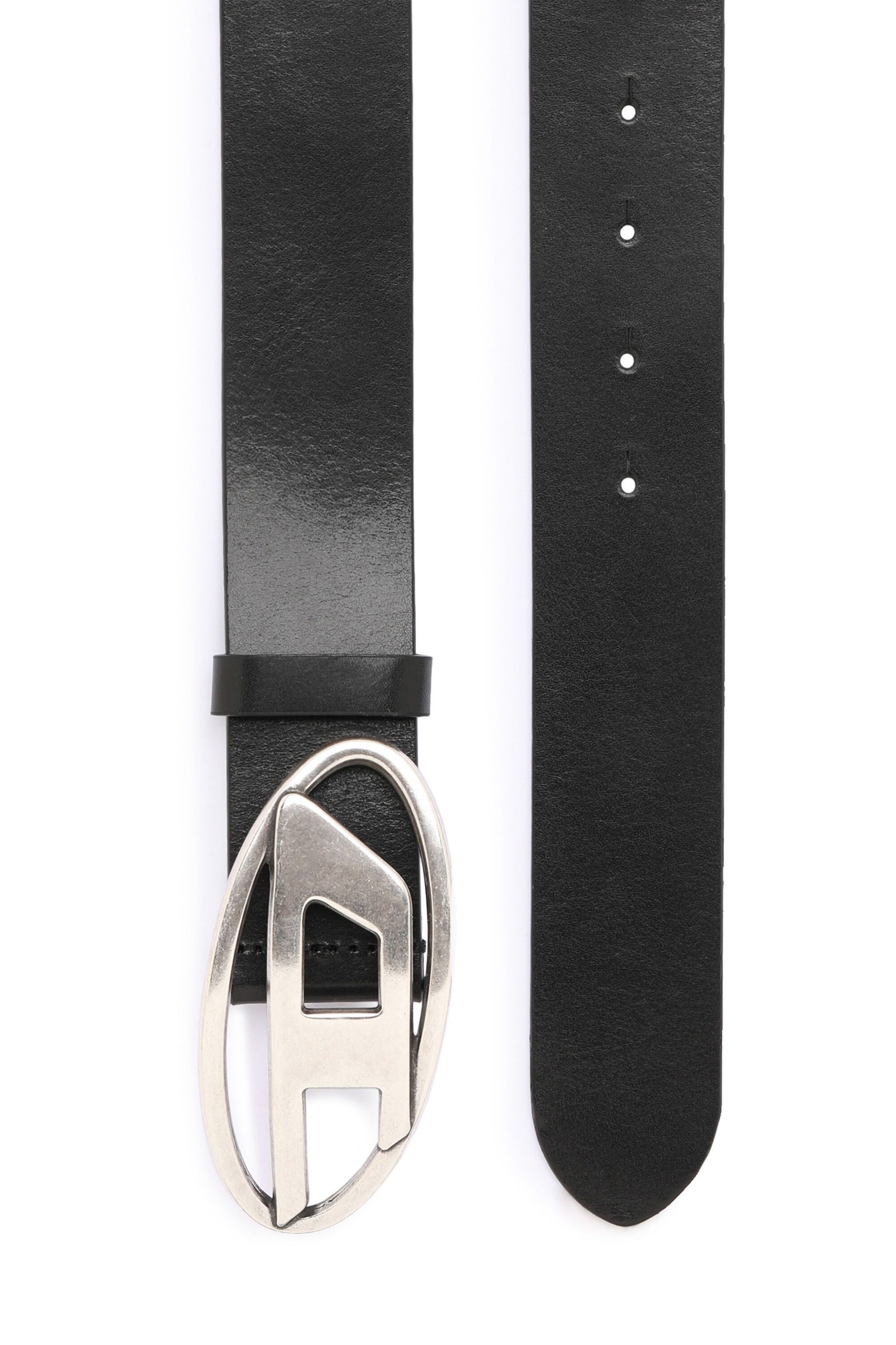 B 1DR Leather Belt with silver D logo buckle Diesel
