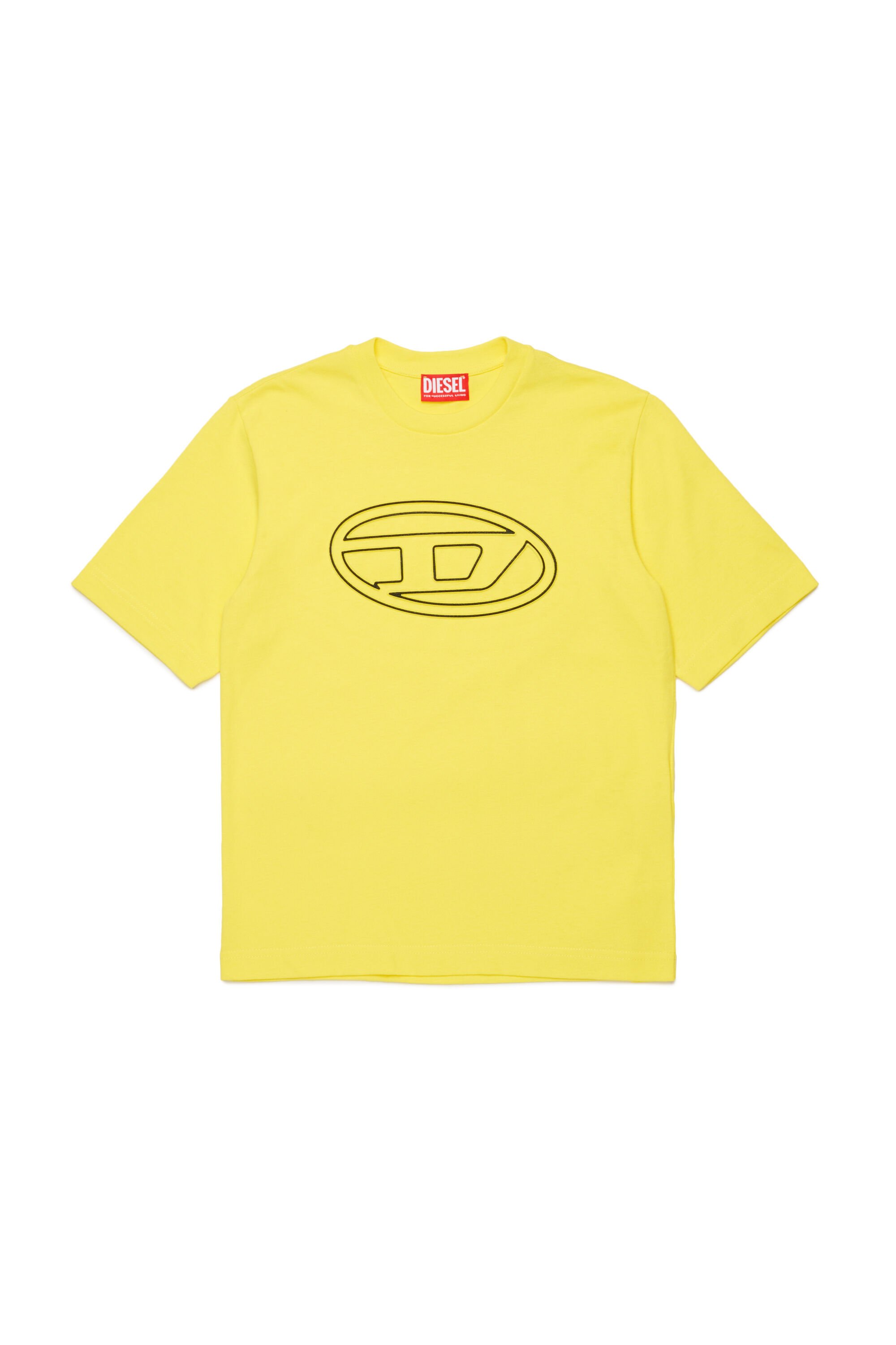 Diesel - TJUSTBIGOVAL OVER, Hombre Camiseta con logotipo Oval D delineado in Amarillo - Image 1