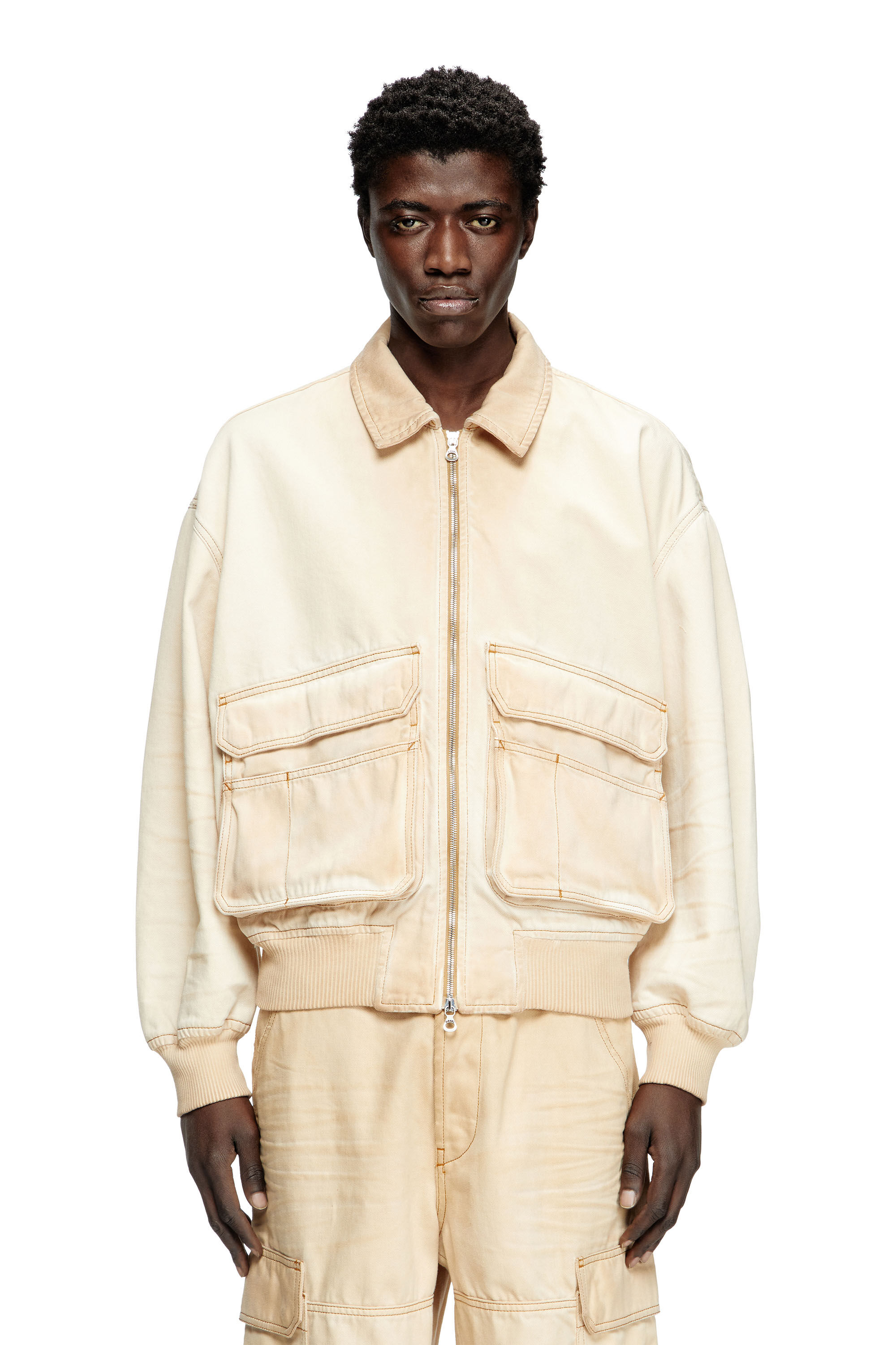 Diesel - D-KURZ, Chaqueta de denim con tejido batavia Unisex in Beige - 3