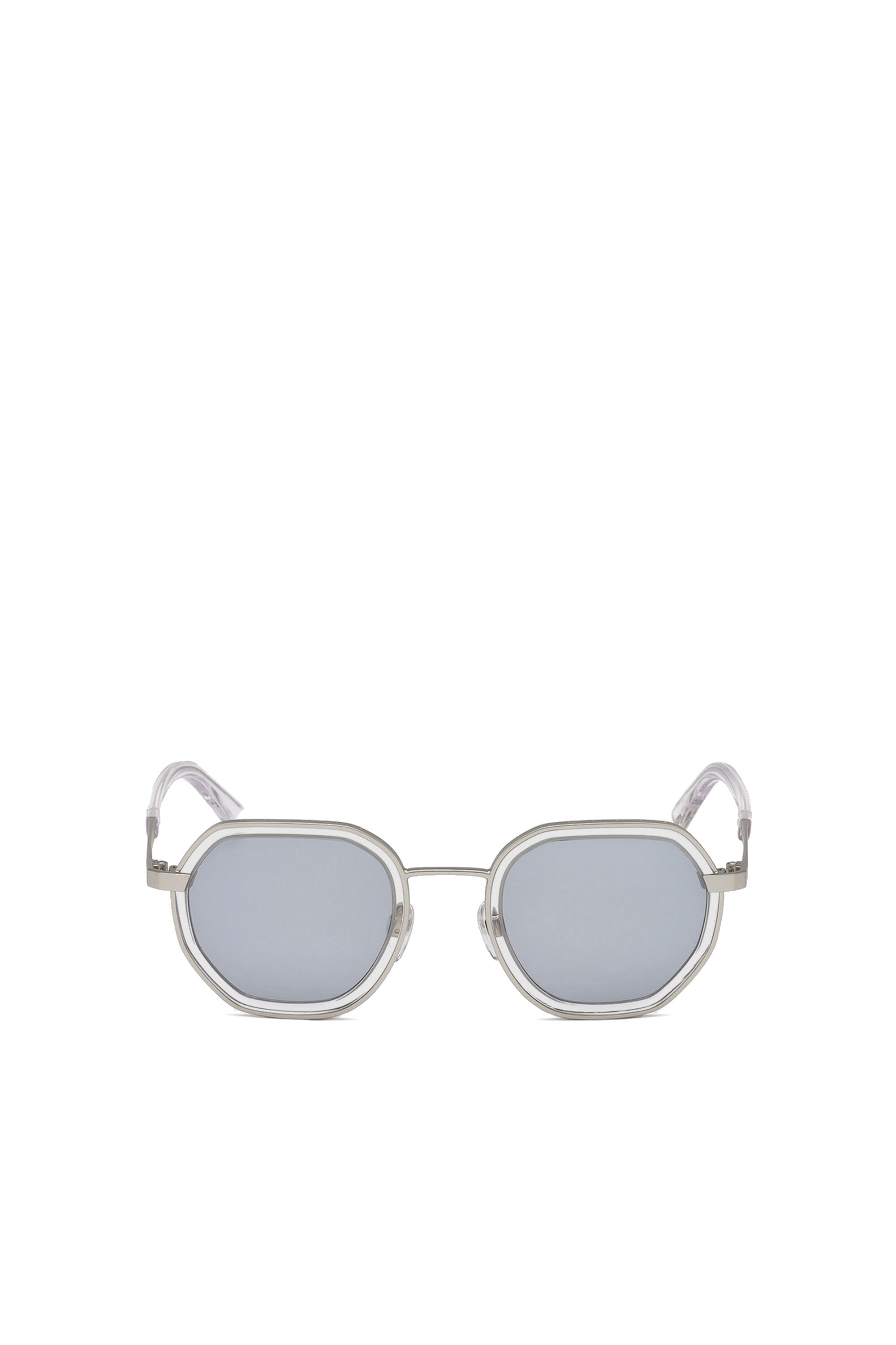 Diesel - DL0267, Gafas hexagonales con detalles transparentes Unisex in Gris - 1