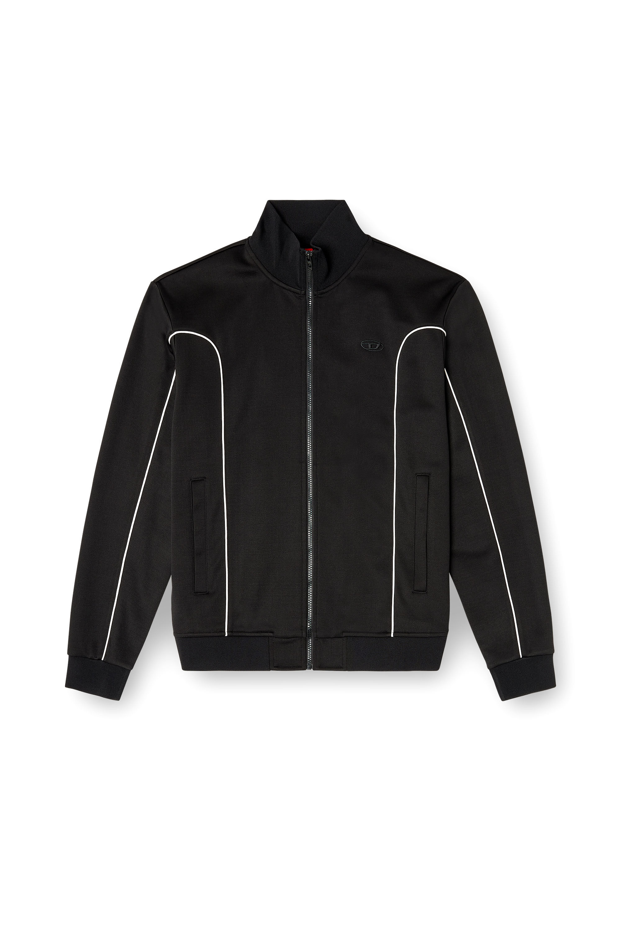 Diesel - S-LOCKING-DO, Chaqueta de chándal de felpa con ribetes en contraste Hombre in Negro - 2