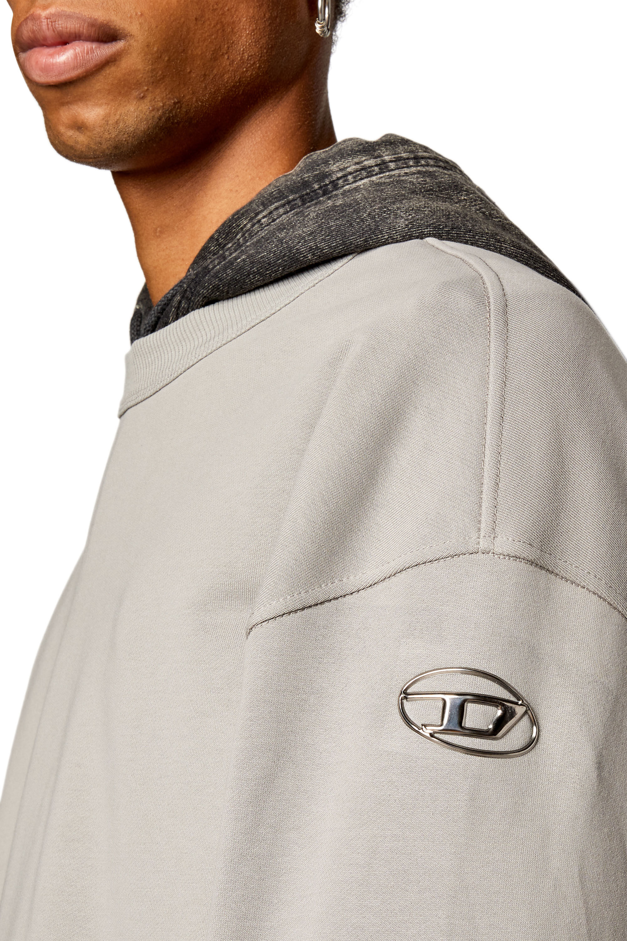 Diesel - S-MACSIS-OD, Man Oversized sweatshirt with metallic logo in Grey - Image 5