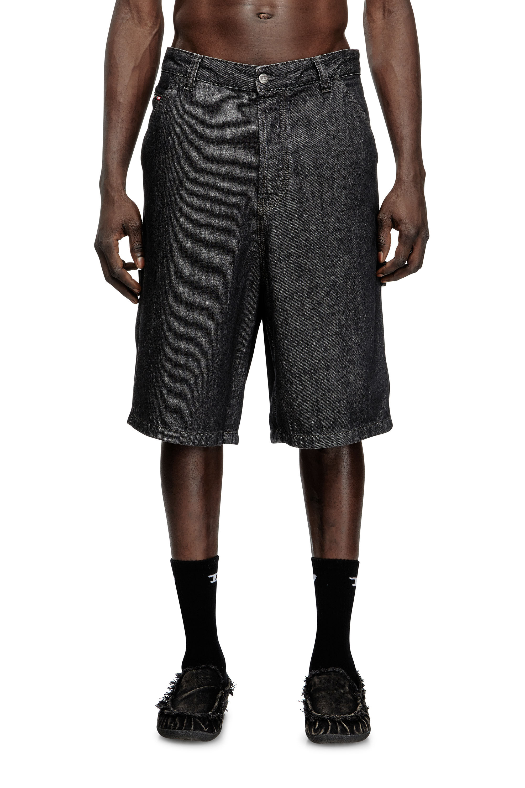 Diesel - D-LIVERY-W-SHORT, Pantalones cortos en denim lavado Hombre in Negro - 2