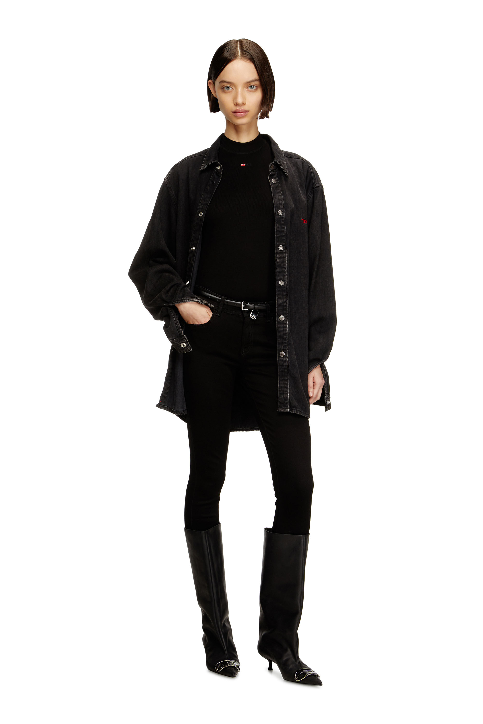 Men's Mock-neck top with micro logo | Black | Diesel ES
