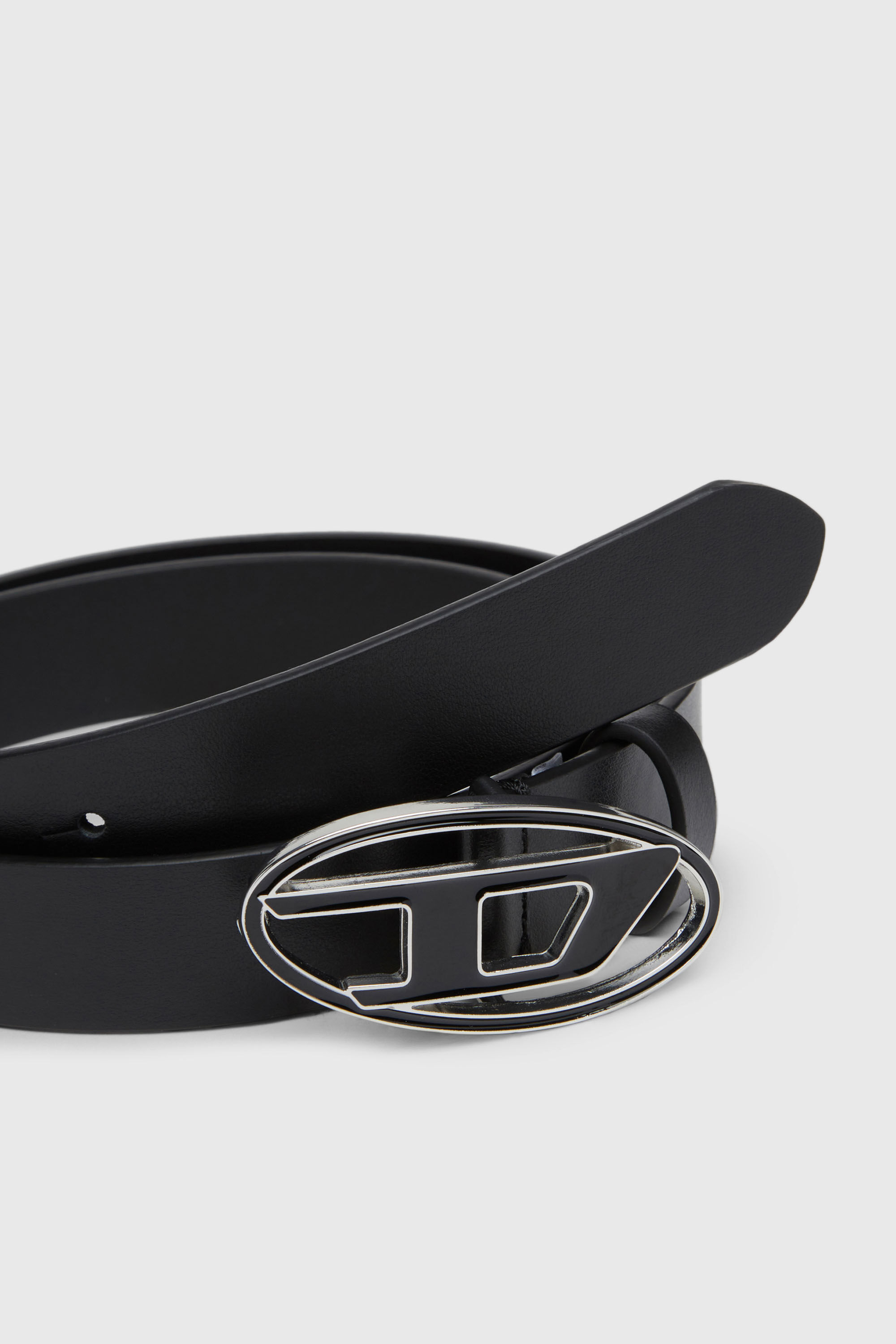 Diesel - B-1DR 25, Cintur&oacute;n 2.4 cm de cuero con hebilla Oval D esmaltada Mujer in Negro - 3