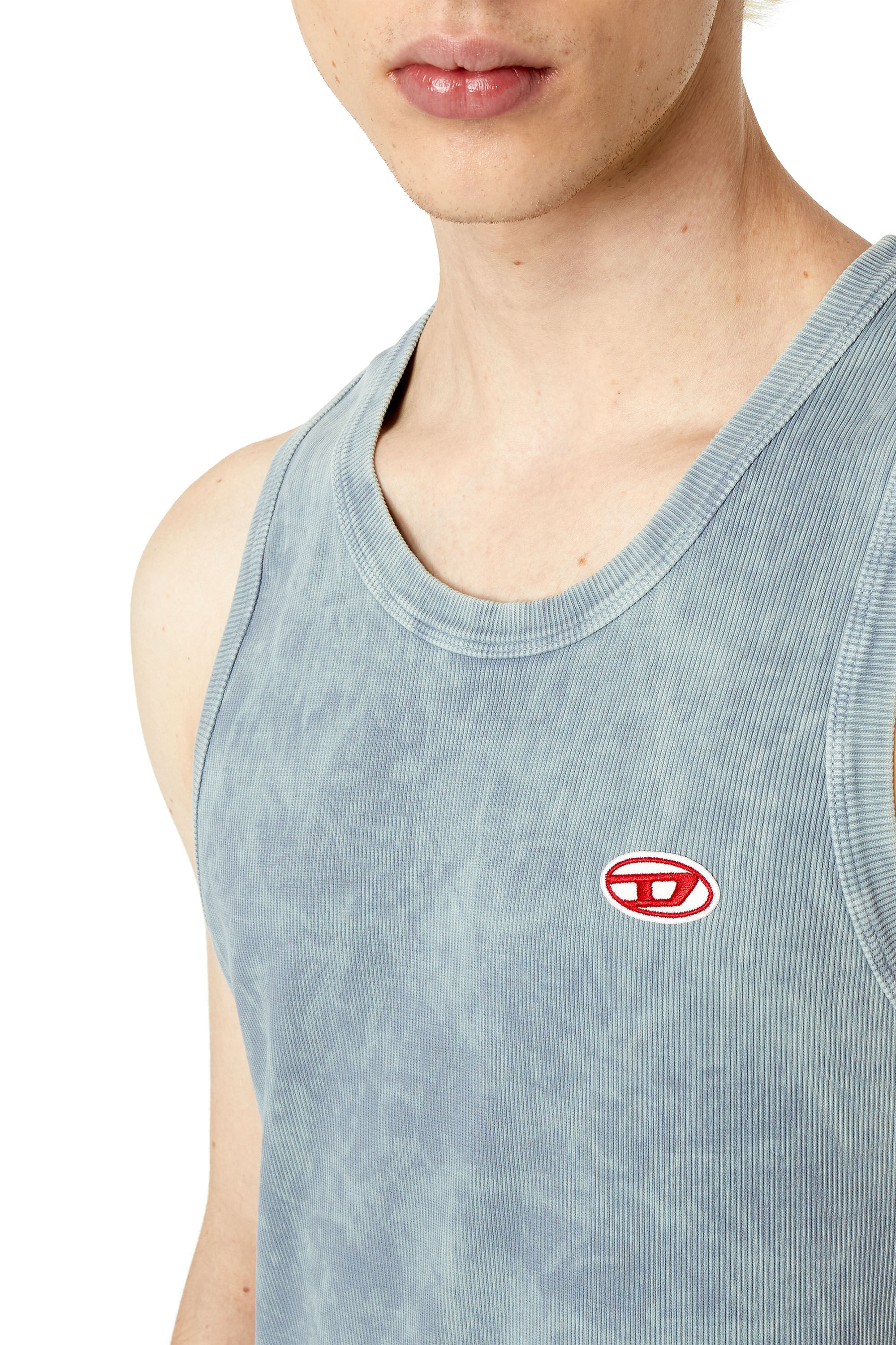 Diesel - T-WISTY-G1, Camiseta sin mangas lavada al ácido con parche con logotipo Hombre in Gris - 5