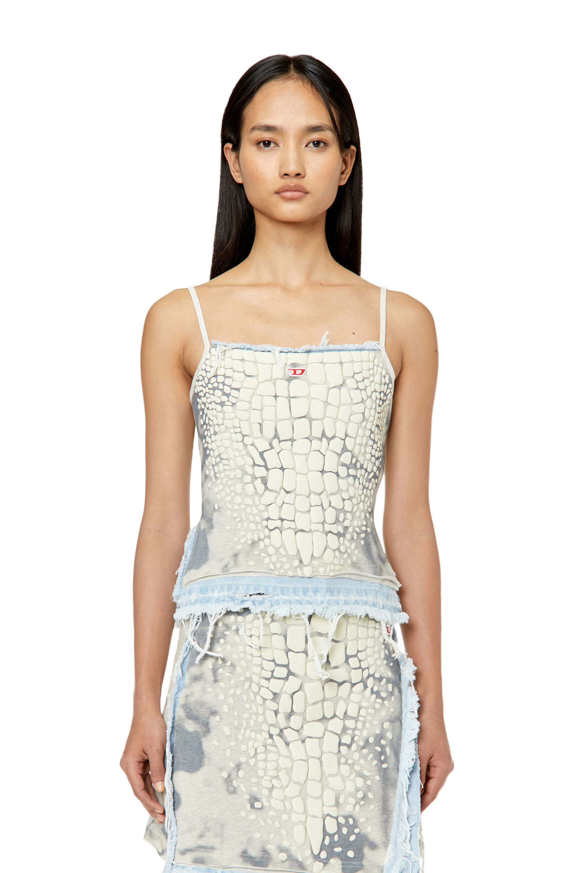 Diesel - T-HOPLER, Top con tiras con estampado en relieve de cocodrilo Mujer in Multicolor - 3