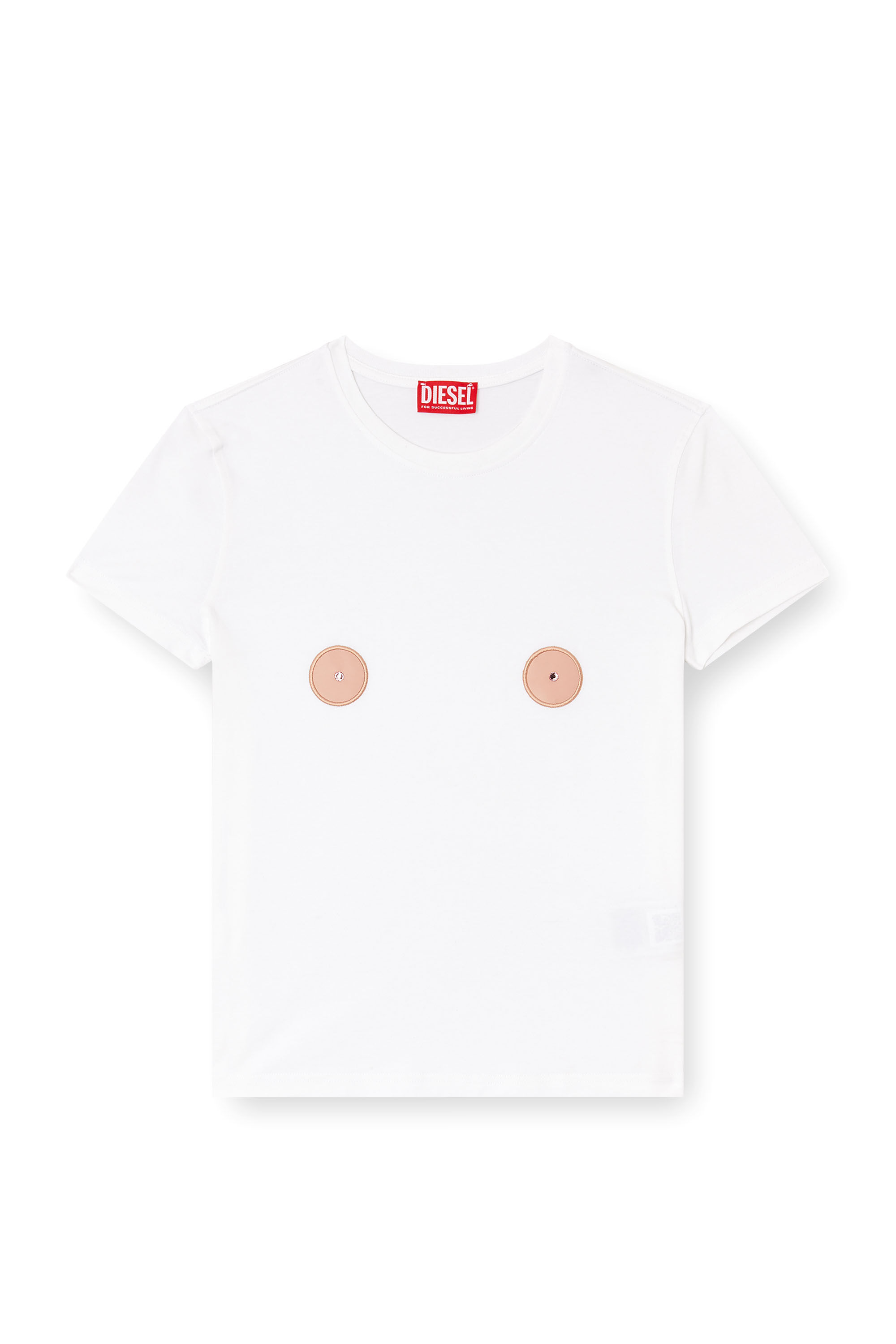 Diesel - T-SLAX-Q1, Camiseta con parches con efecto de pezones Mujer in Blanco - 2