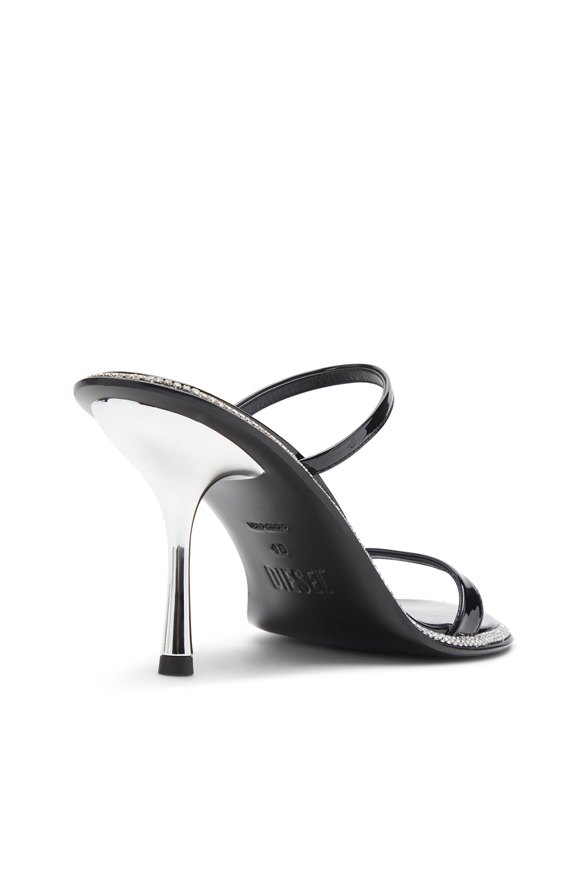 Diesel - D-HAVANNA SDL, Woman's D-Havanna-Strappy patent mules with crystals in Black - 4