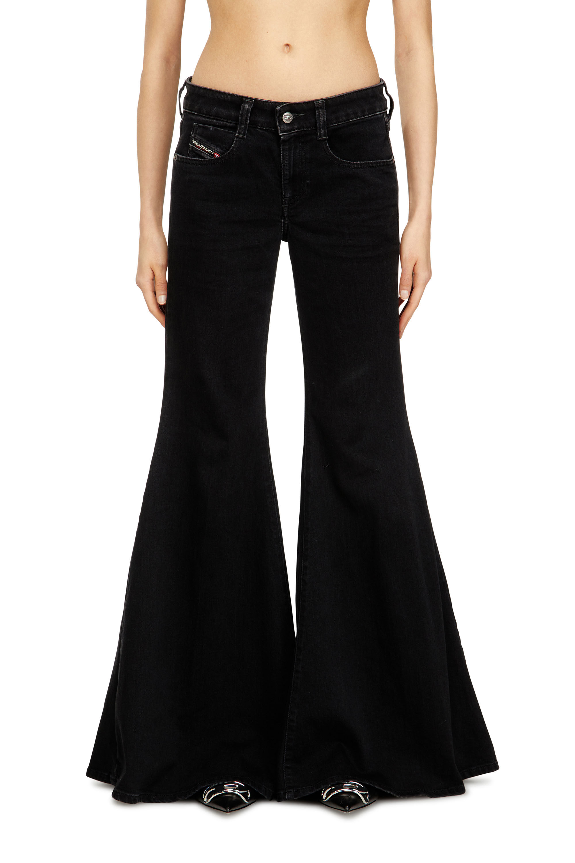 Diesel - Flare Jeans 1970 D-Bleess 09N89 Mujer, Negro/Gris oscuro - 3