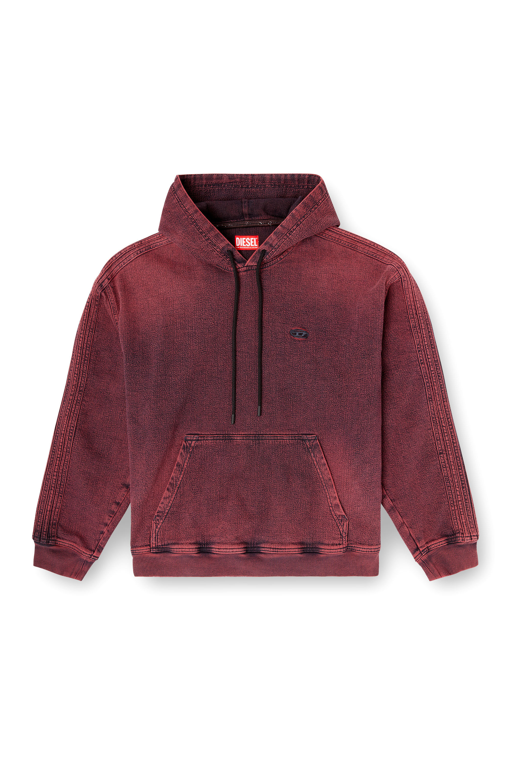 Diesel - D-UM-RIB-HORSE, Sudadera con capucha en denim &iacute;ndigo de ch&aacute;ndal con logo Hombre in Rojo - 2