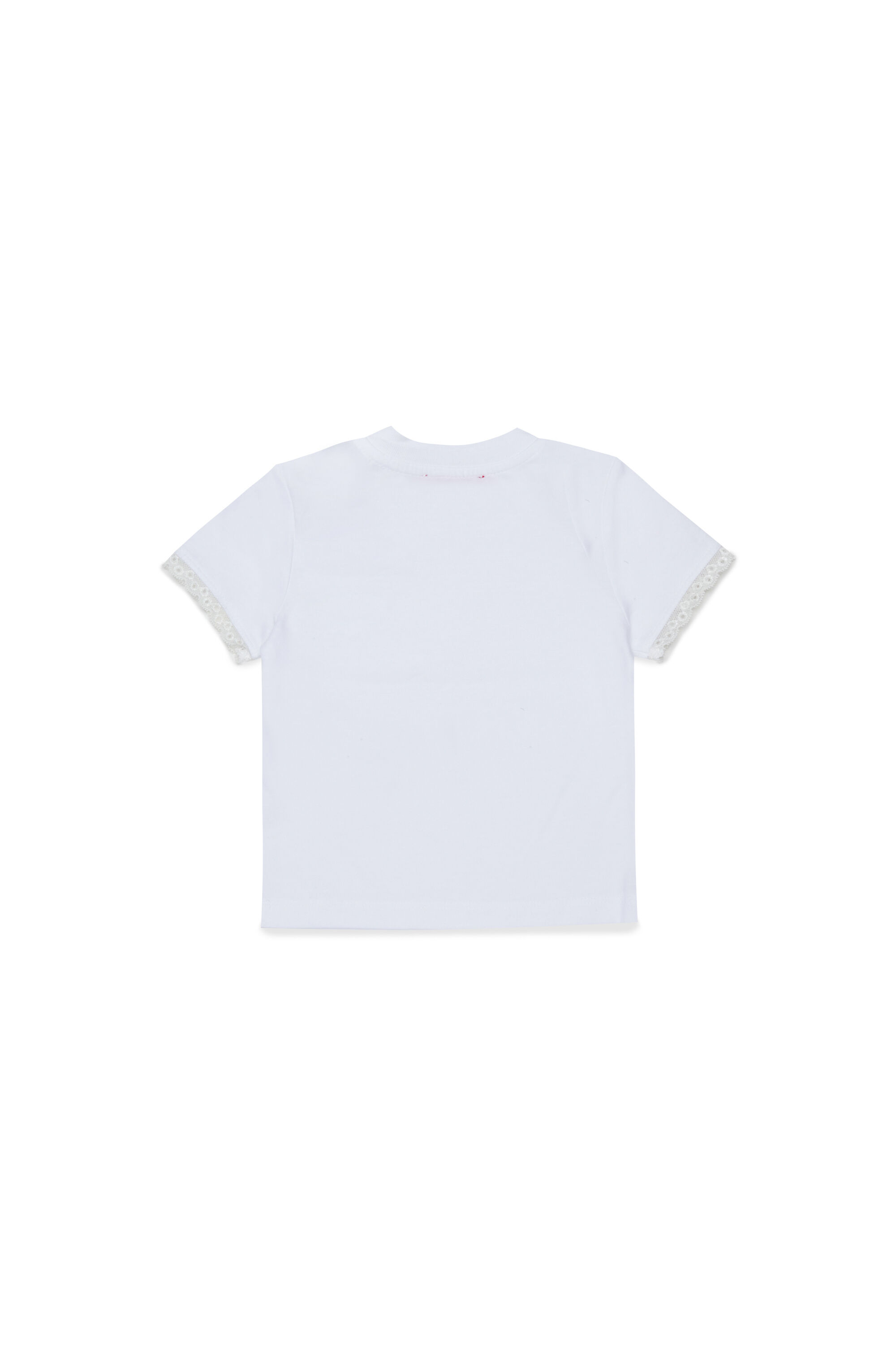 Diesel - TROSEZB, Camiseta con encaje y estampado de rosa Mujer in Blanco - 2