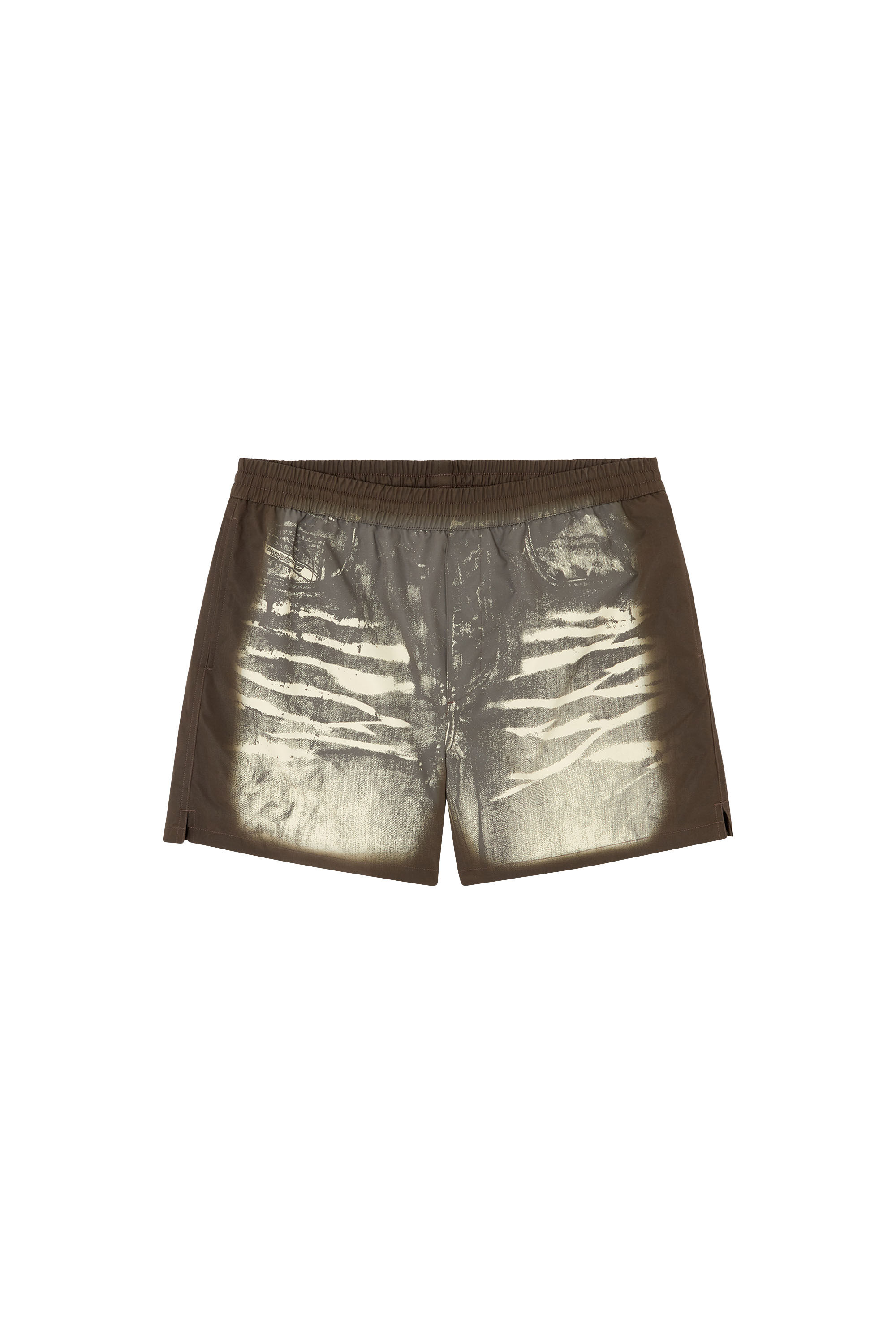 Diesel - RIO-41-DNM, Shorts de baño de longitud media con estampado vaquero Hombre in Marrón - 1