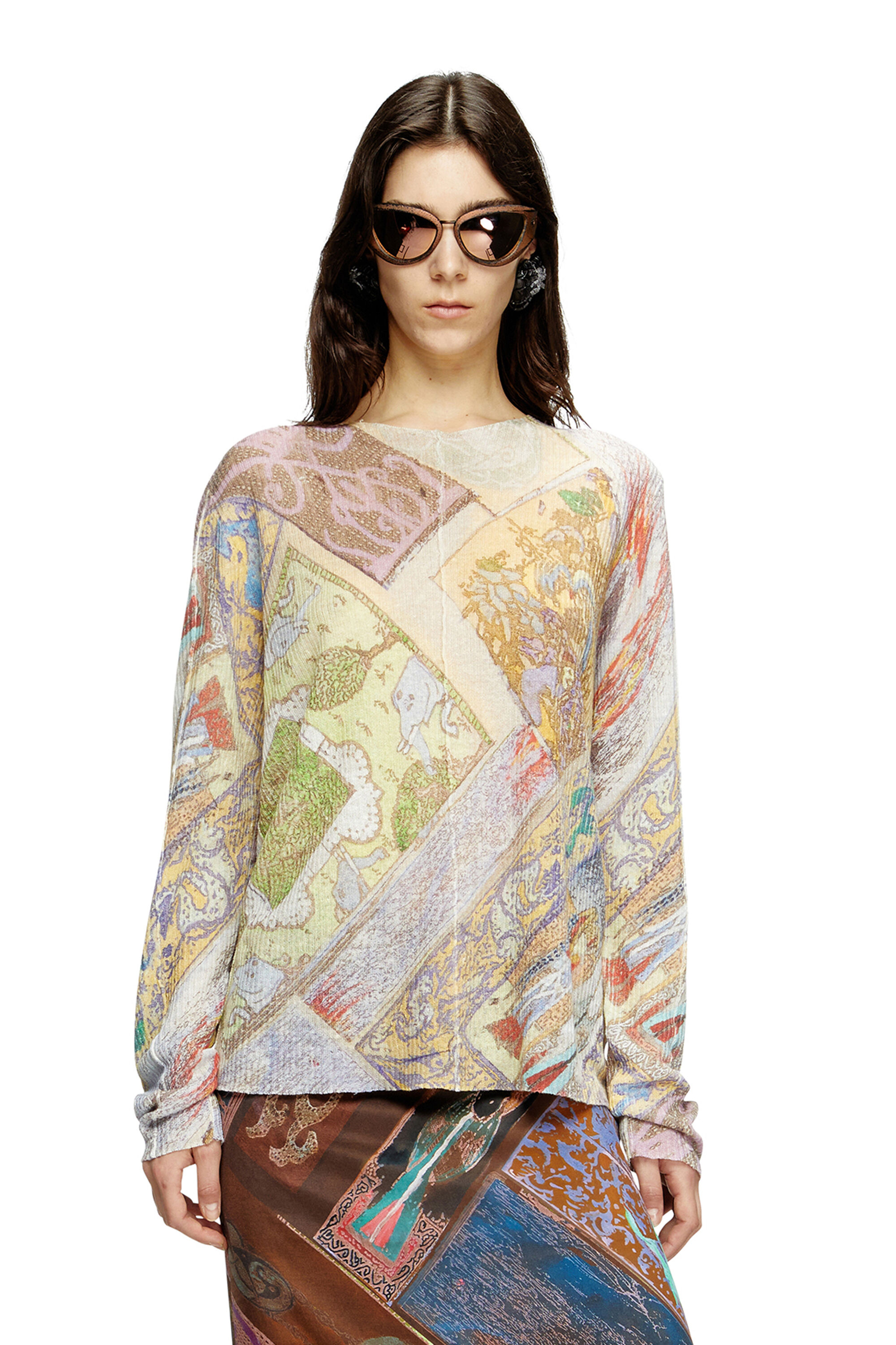Diesel - K-RENTON, Suéter de lino con estampado medieval Unisex in Multicolor - 6