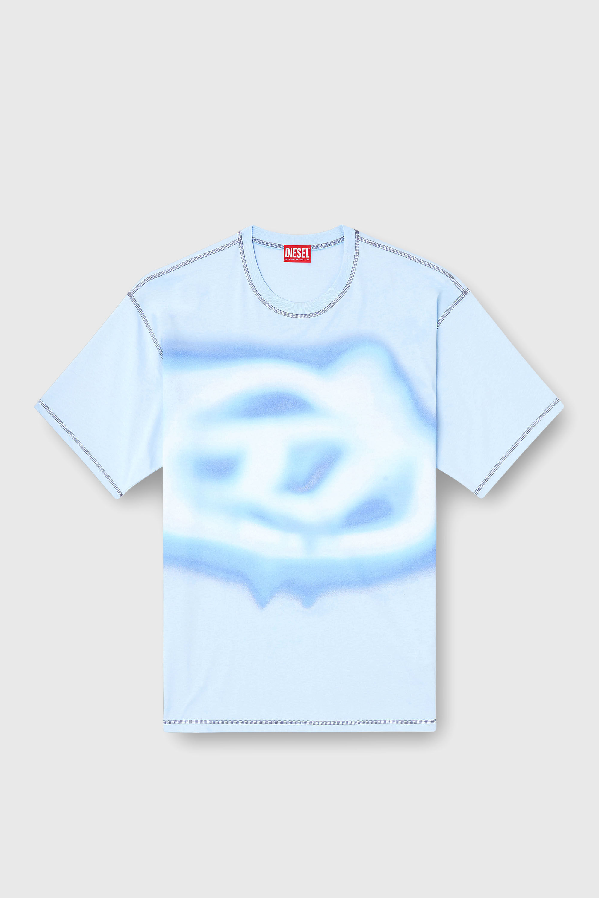 Diesel - T-BOXT-V11, Camiseta relajada con estampado efecto agua Hombre in Azul marino - 2