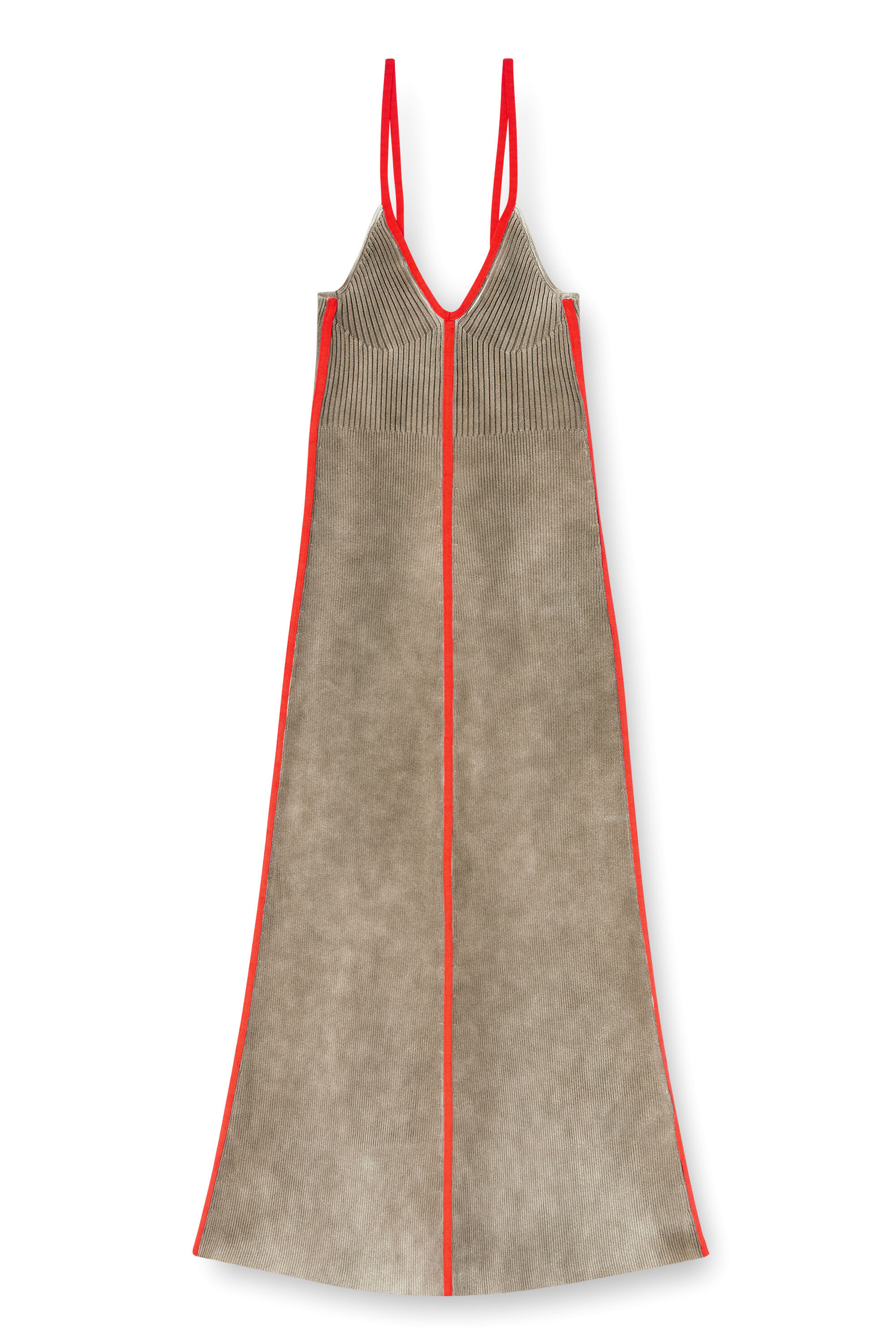 Diesel - M-SARMELA, Vestido midi de punto acanalado con bandas en contraste Mujer in ToBeDefined - 2