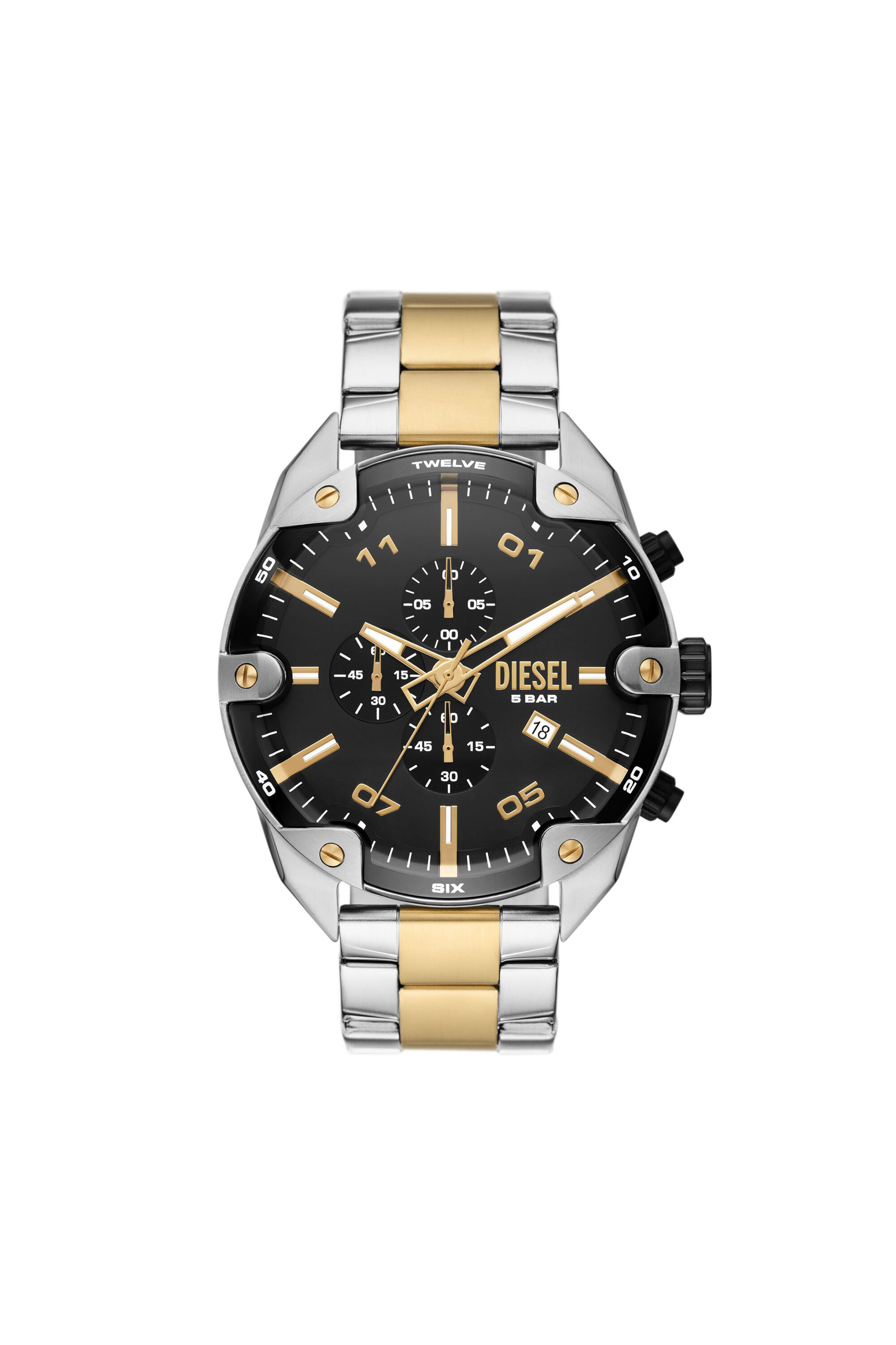 Reloj Spiked de acero inoxidable Hombre Plateado Diesel