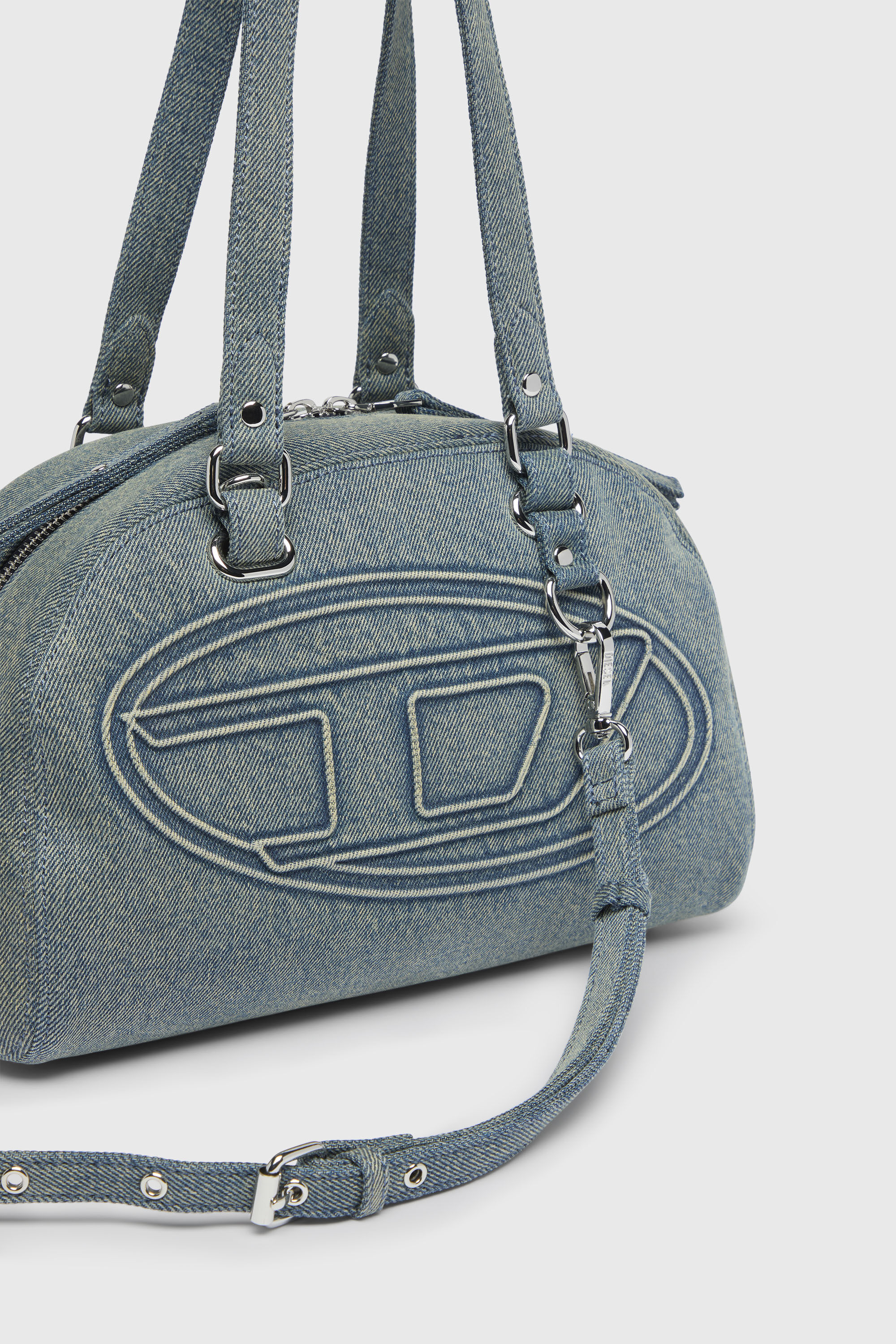 Diesel - 1DR DOME SOFT SHOULDER, 1DR Dome-Bolso de hombro de denim con logo Oval D Unisex in Azul marino - 6