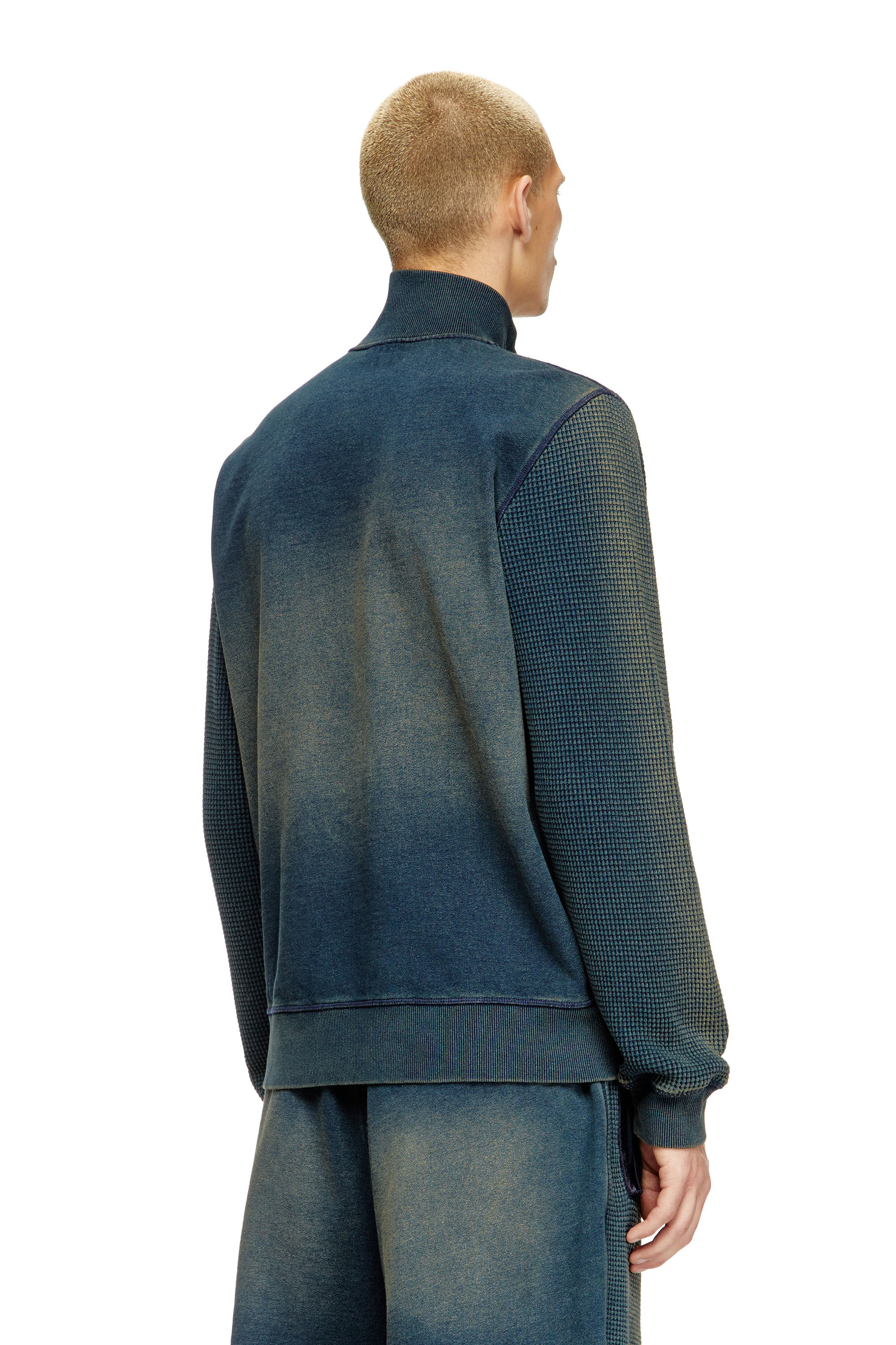 Diesel - S-WAFY-ZIP, Sudadera con cremallera en tejido gofrado Hombre in Azul marino - 2