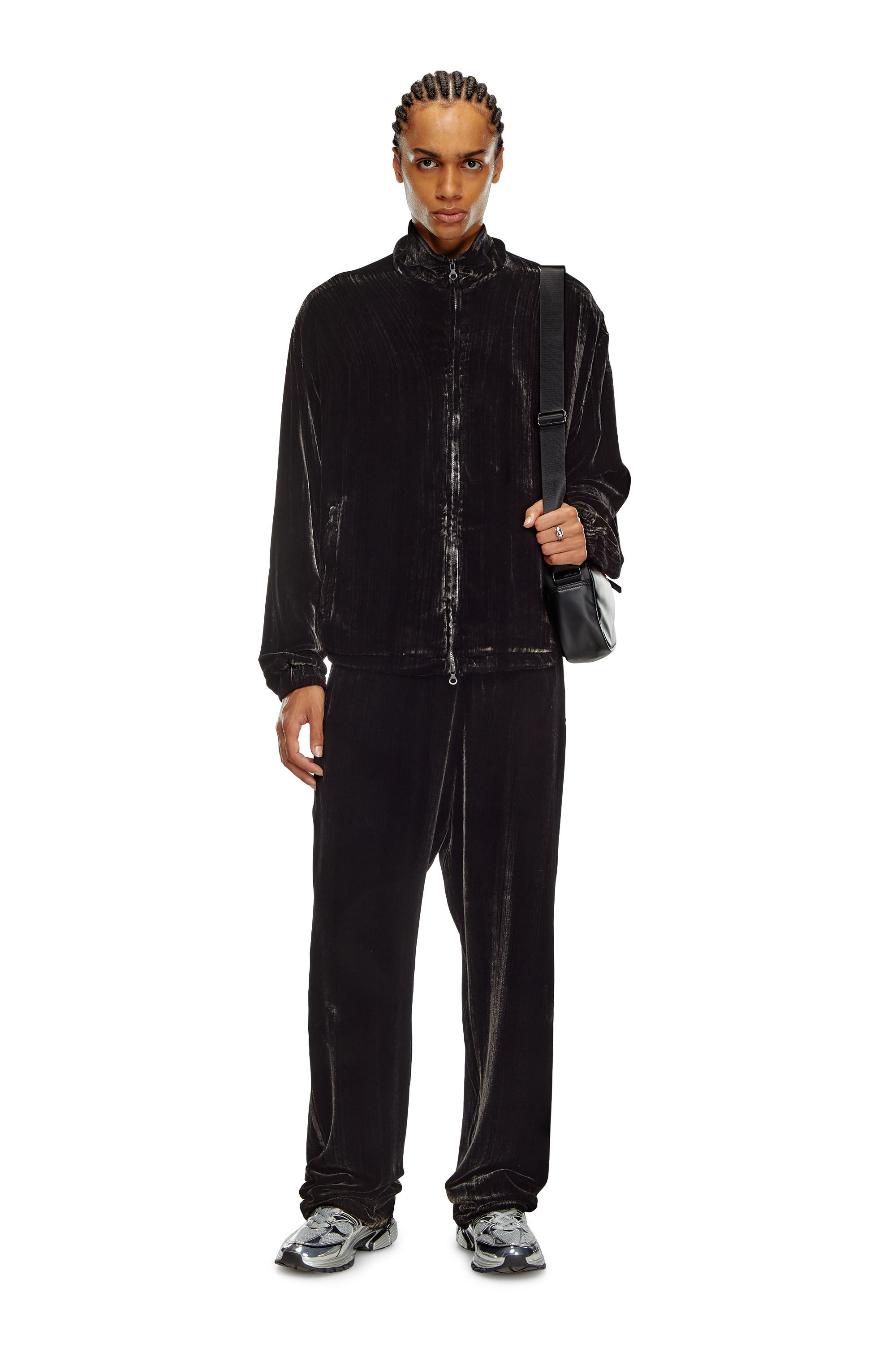 Men's Treated silk-blend velvet jacket | Black | Diesel