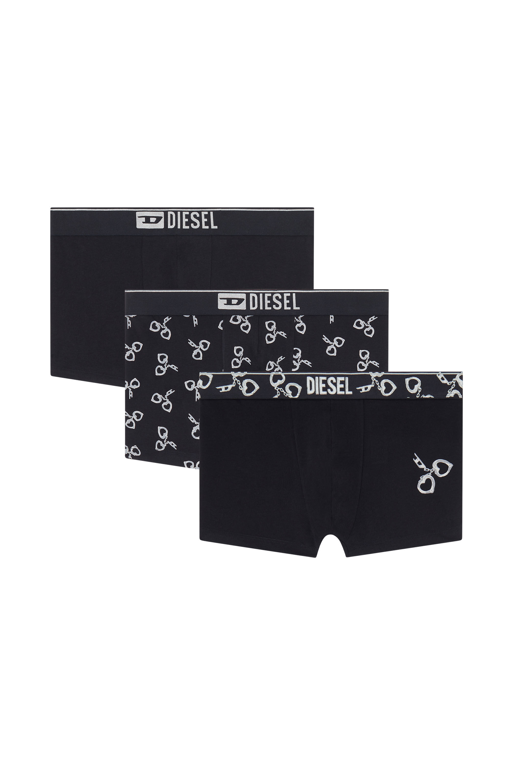 Diesel - DAMIEN-GFT-3PACK, Paquete de tres b&oacute;xers con motivo de esposas Hombre in Negro - 2