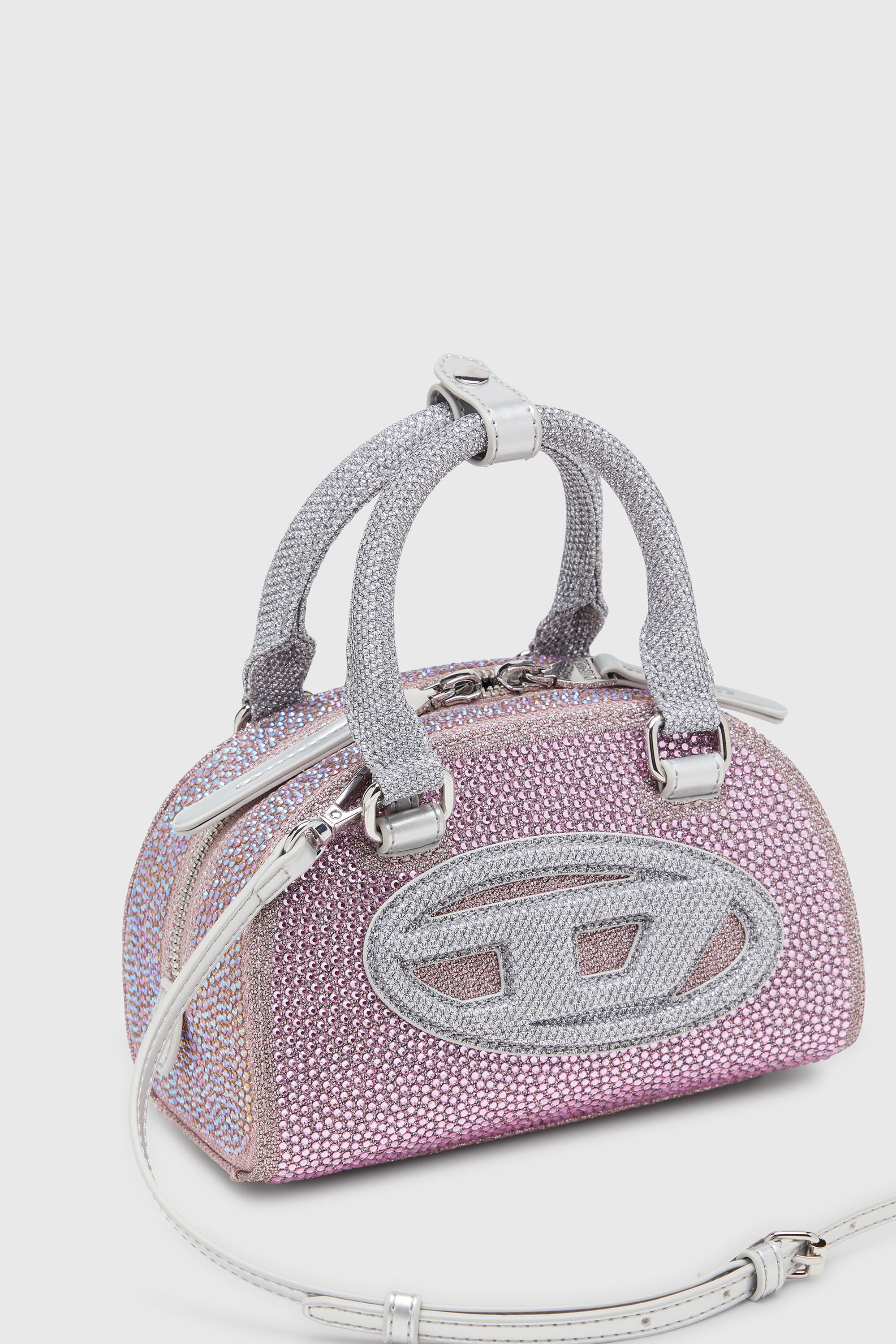 Diesel - 1DR DOME CROSSBODY, 1DR Dome - Peque&ntilde;o bolso bandolera en crystal Lurex Mujer in Rosa - 6