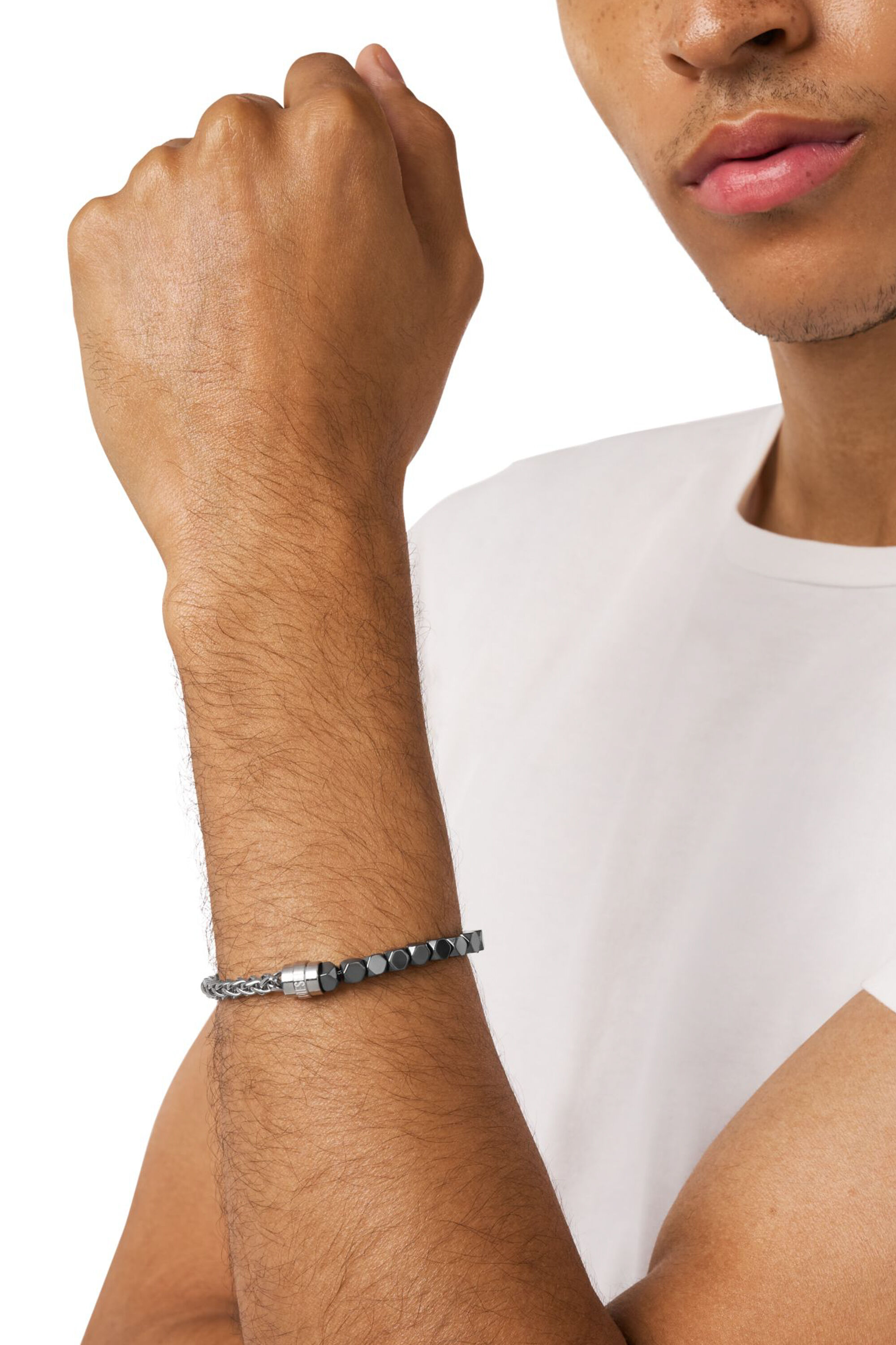 Diesel - DX1647931 JEWELLERY, Pulsera de cuentas de acero inoxidable y hematita Unisex in Plateado - 3