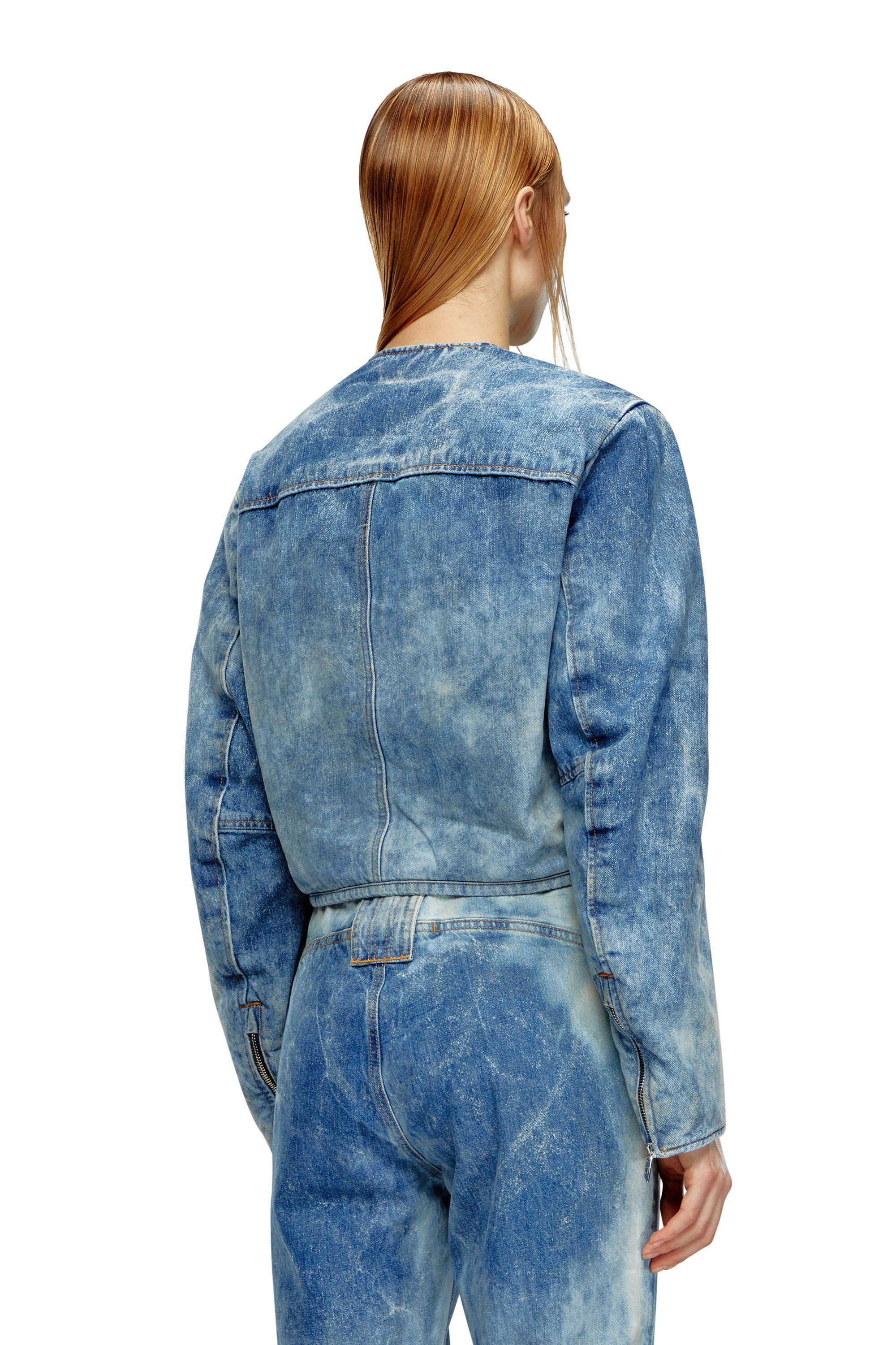 Diesel - DE-CALUR-FSE, Chaqueta de denim con detalles biker de cremallera Mujer in Azul marino - 4