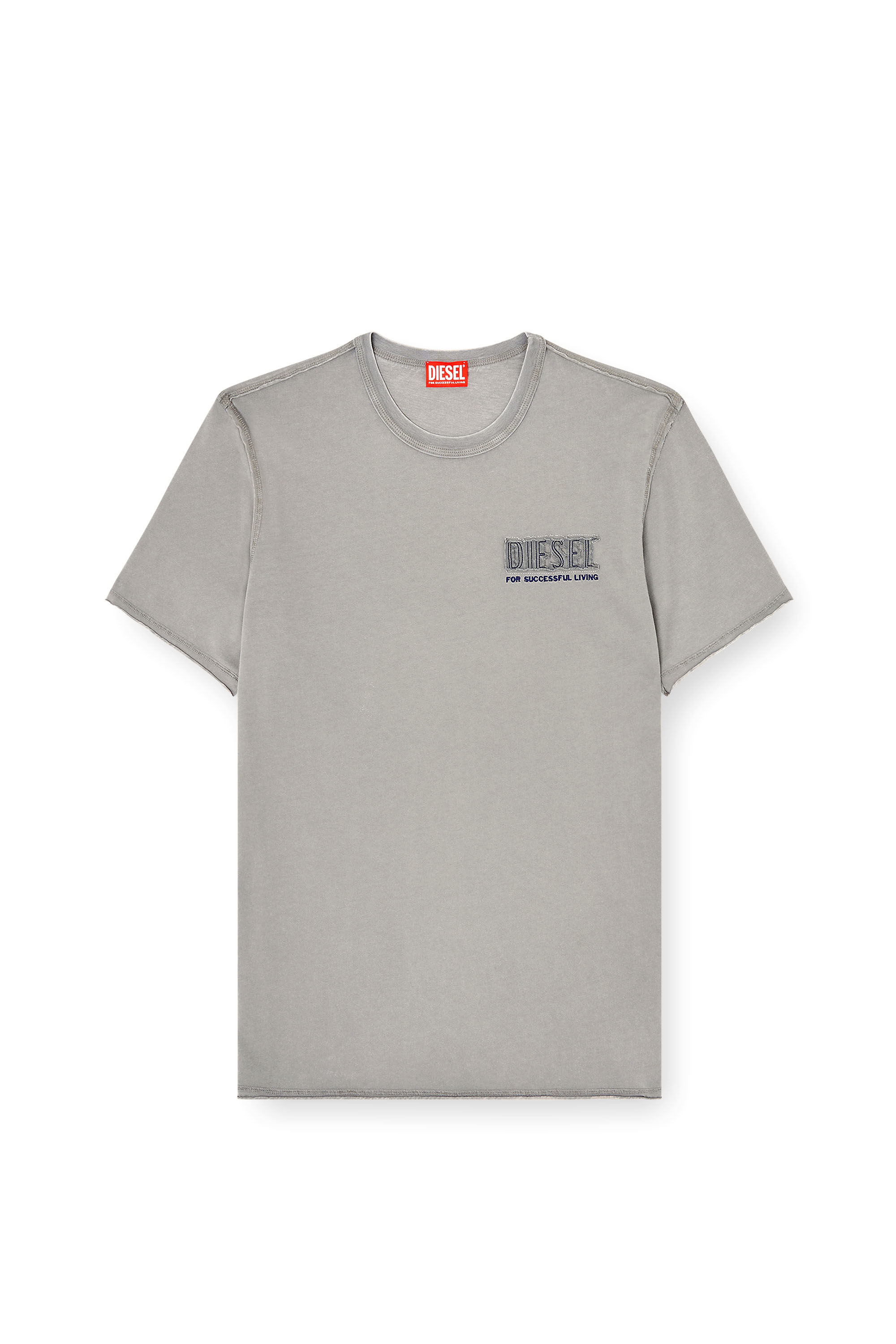 Diesel - T-RAWJUST-V1, Camiseta de lavado ácido con bordes sin rematar. Hombre in Gris - 2