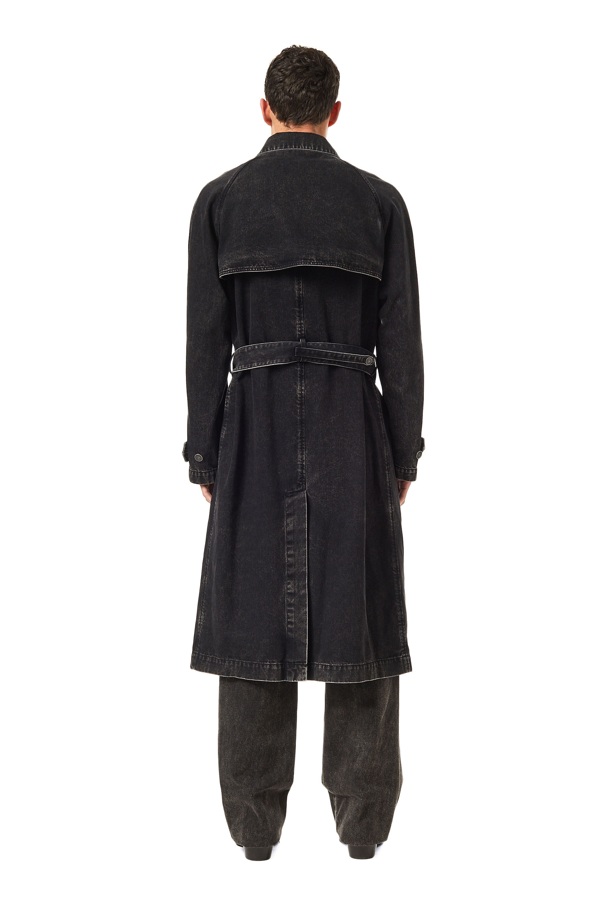 Diesel - D-DELIRIOUS DOUBLE BREASTED TRENCH COAT, Negro/Gris oscuro - Image 4
