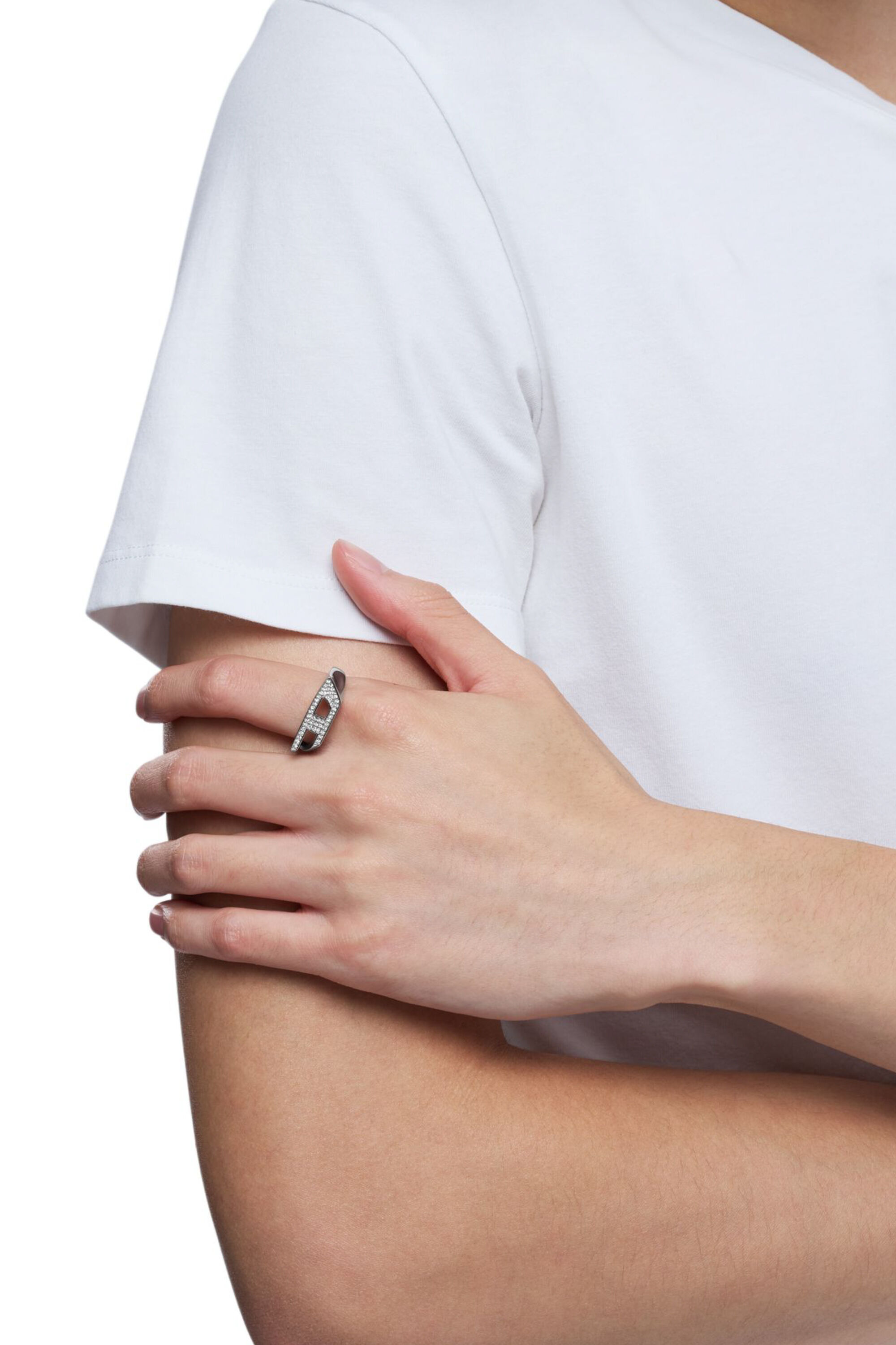 Diesel - DX1629040 JEWELLERY, Anillo sello de acero inoxidable con brillo Unisex in Plateado - 5