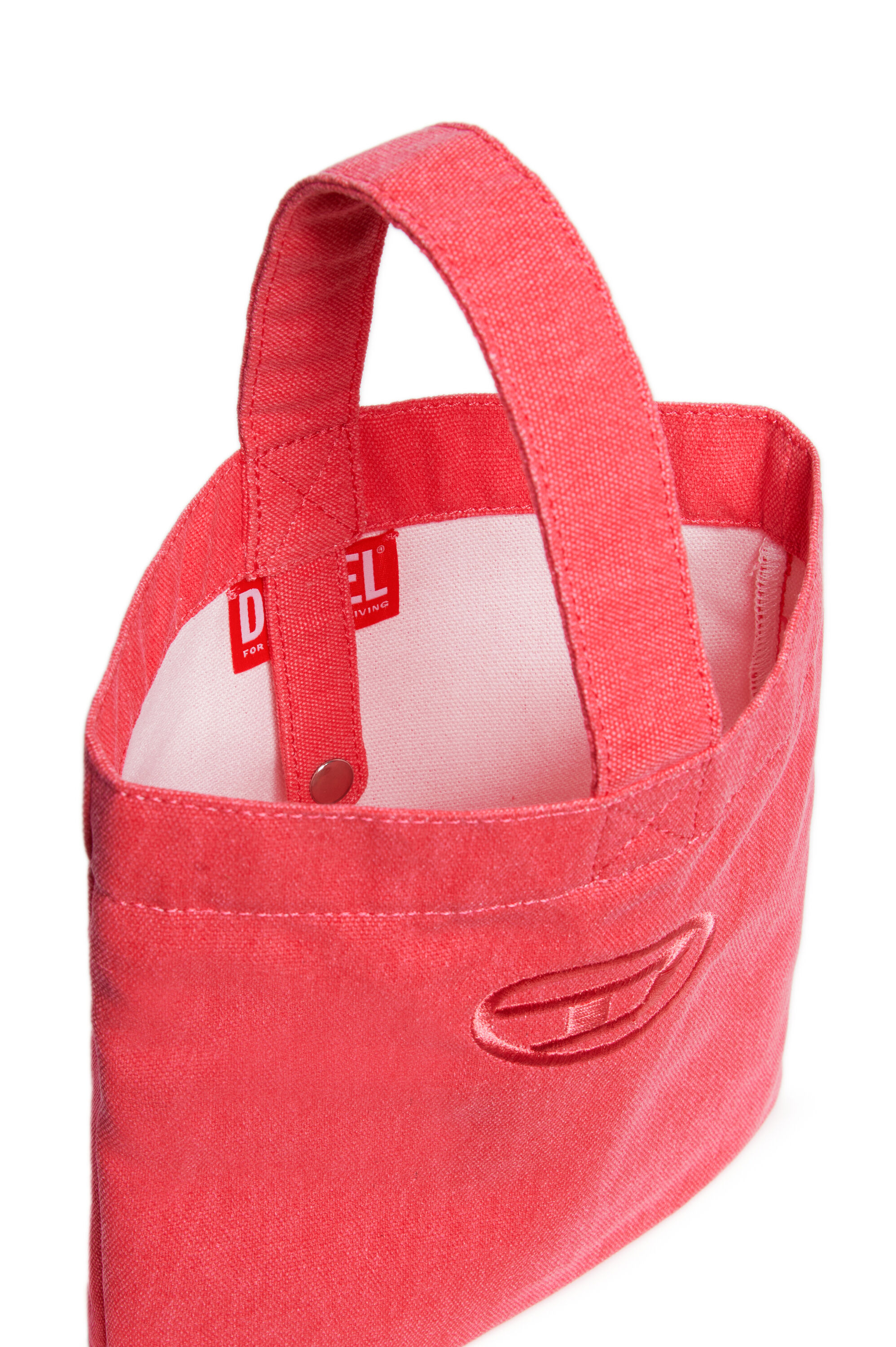 Diesel - WMATTIS, Bolso tipo cubo de lona con bordado Oval D Mujer in Rosa - 5