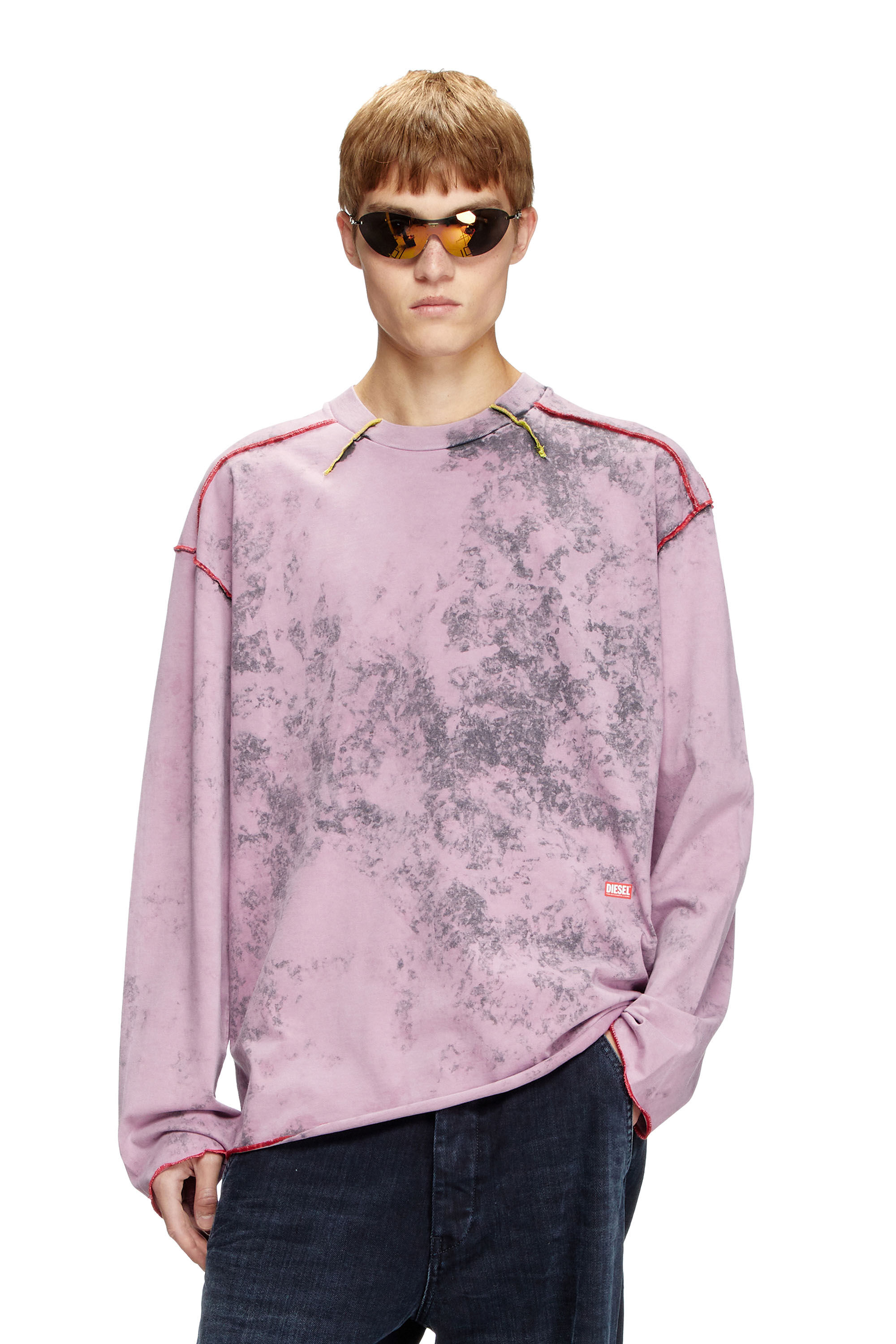 Diesel - T-CRAHOR-LS-R1, Camiseta de manga larga tratada Hombre in Rosa - 3
