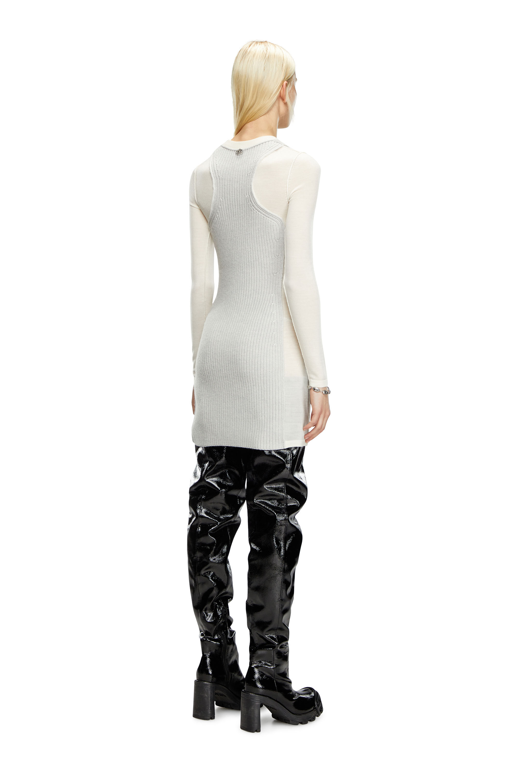 Diesel - M-ARENA, Mujer Vestido corto de punto con efecto de capas in Blanco - Image 3