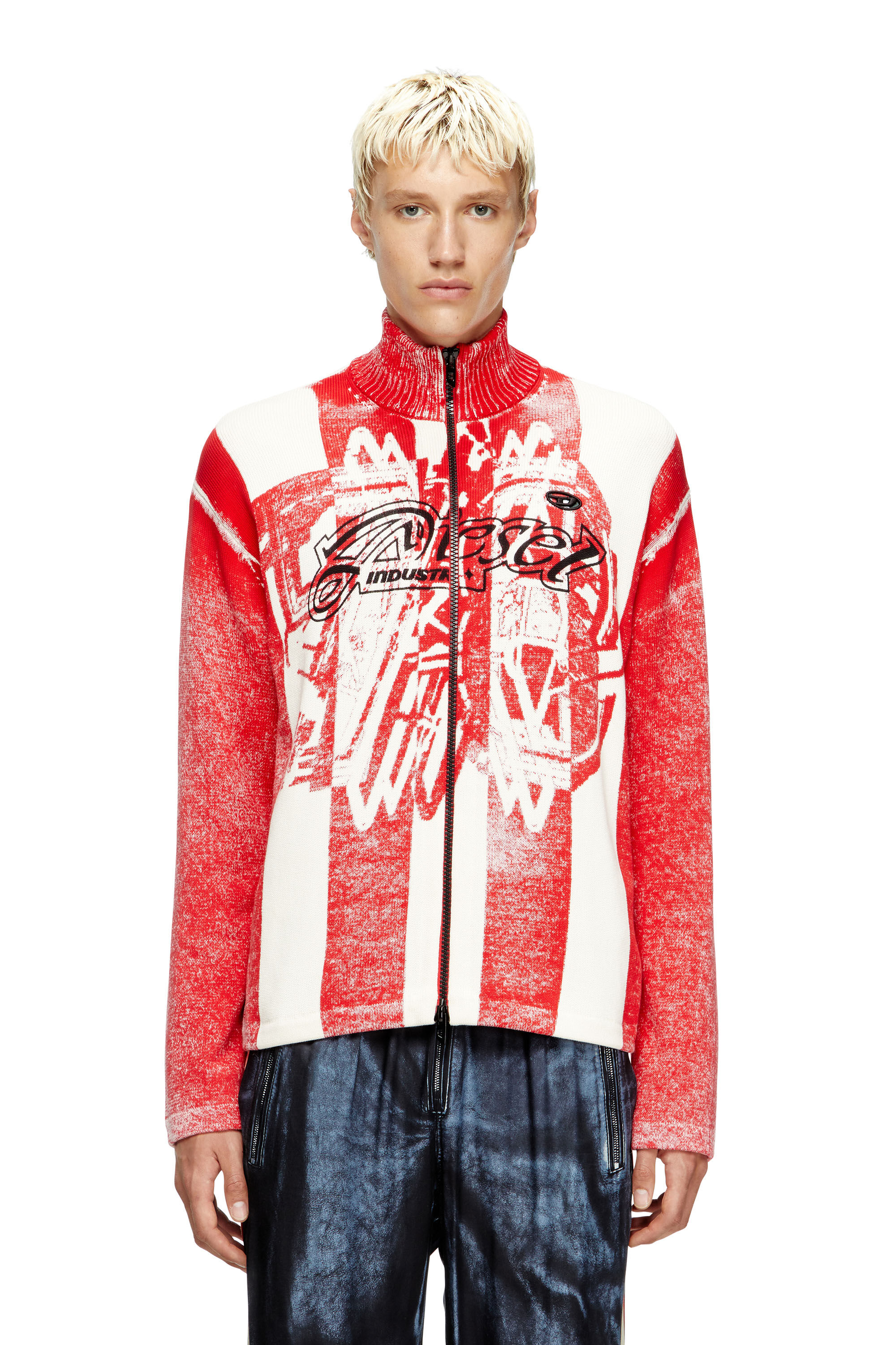 Diesel - K-OLIBA-JKT, Cárdigan con cremallera y estampado interior de rayas Hombre in Multicolor - 3