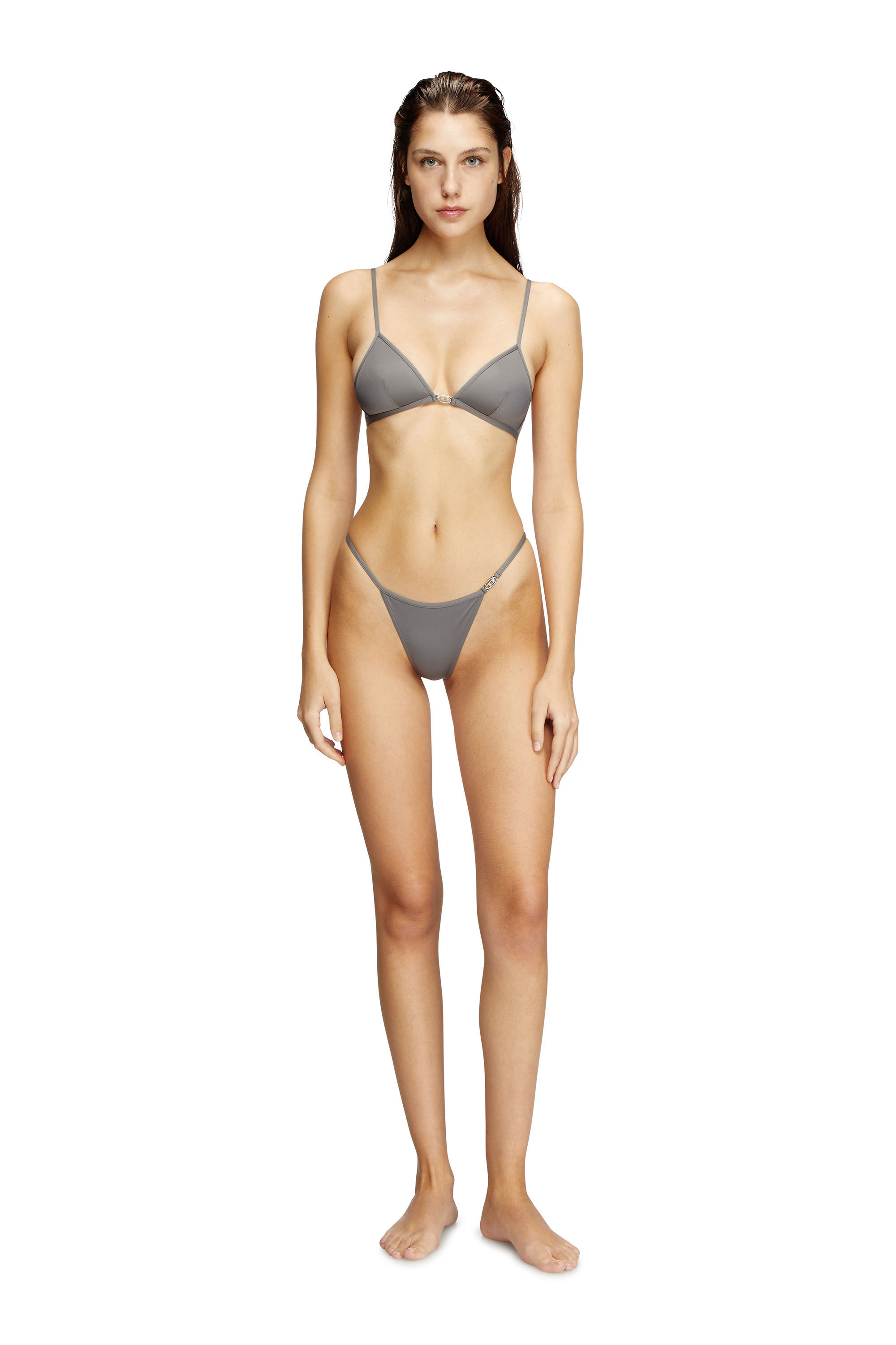 Diesel - LUNA-DNM, Bralette de microfibra con detalle Oval D Mujer in Gris - 1