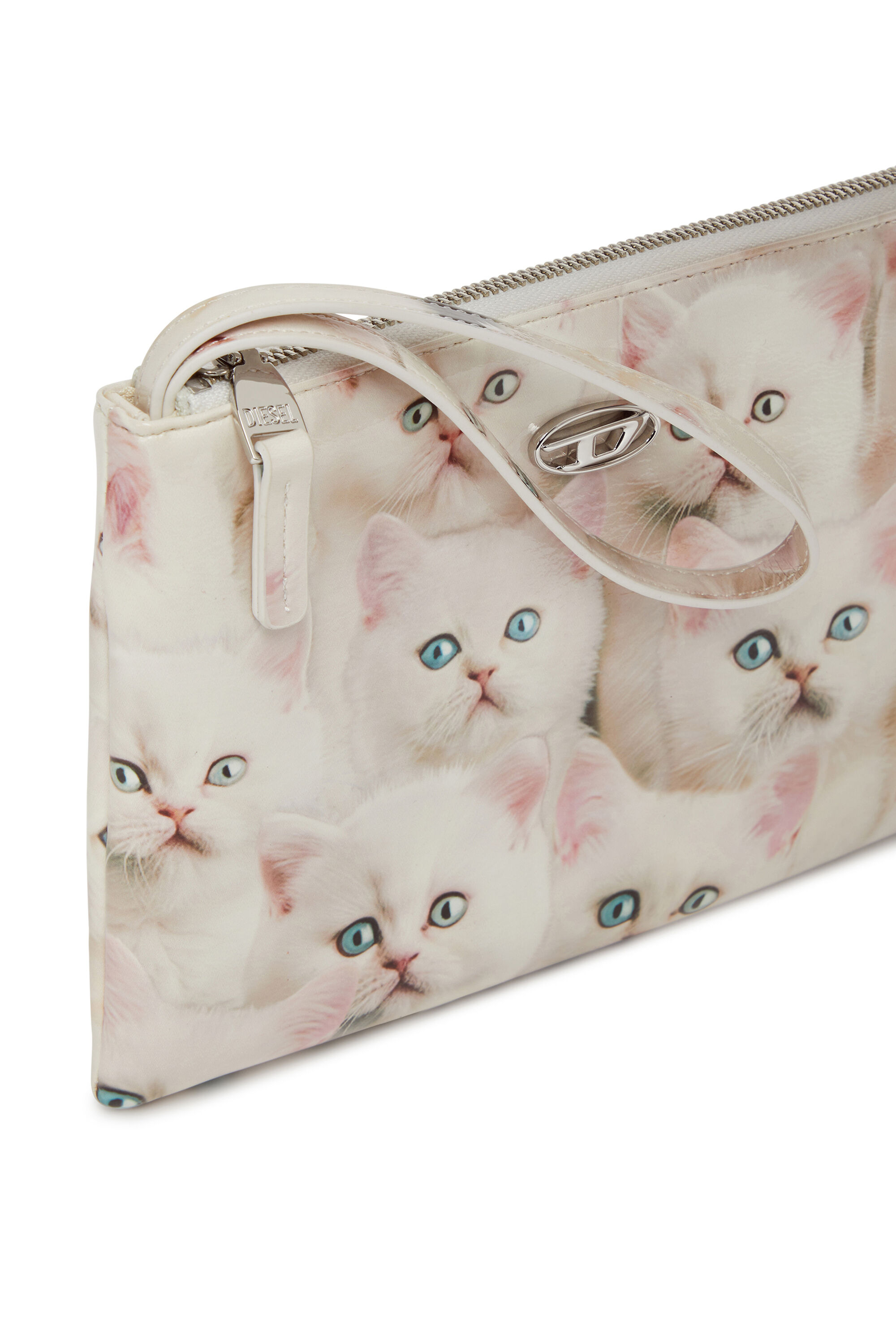 Diesel - PLAY POUCH II, Monedero de poliuretano brillante estampado Mujer in Blanco - 5