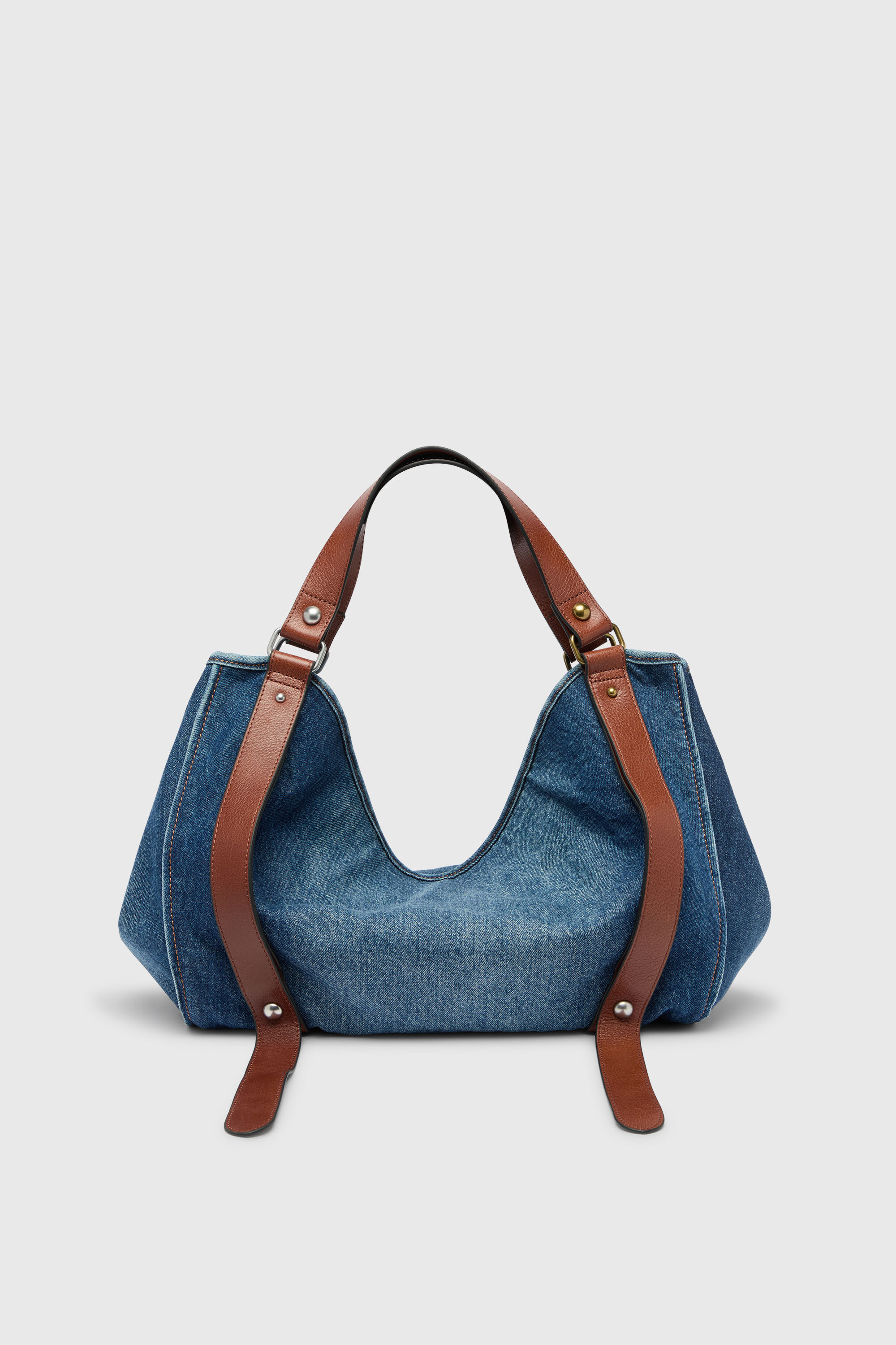 Diesel - D-ONE TOPHANDLE M, D-One-Medium bolso de mano en denim y piel Mujer in Azul marino - 2