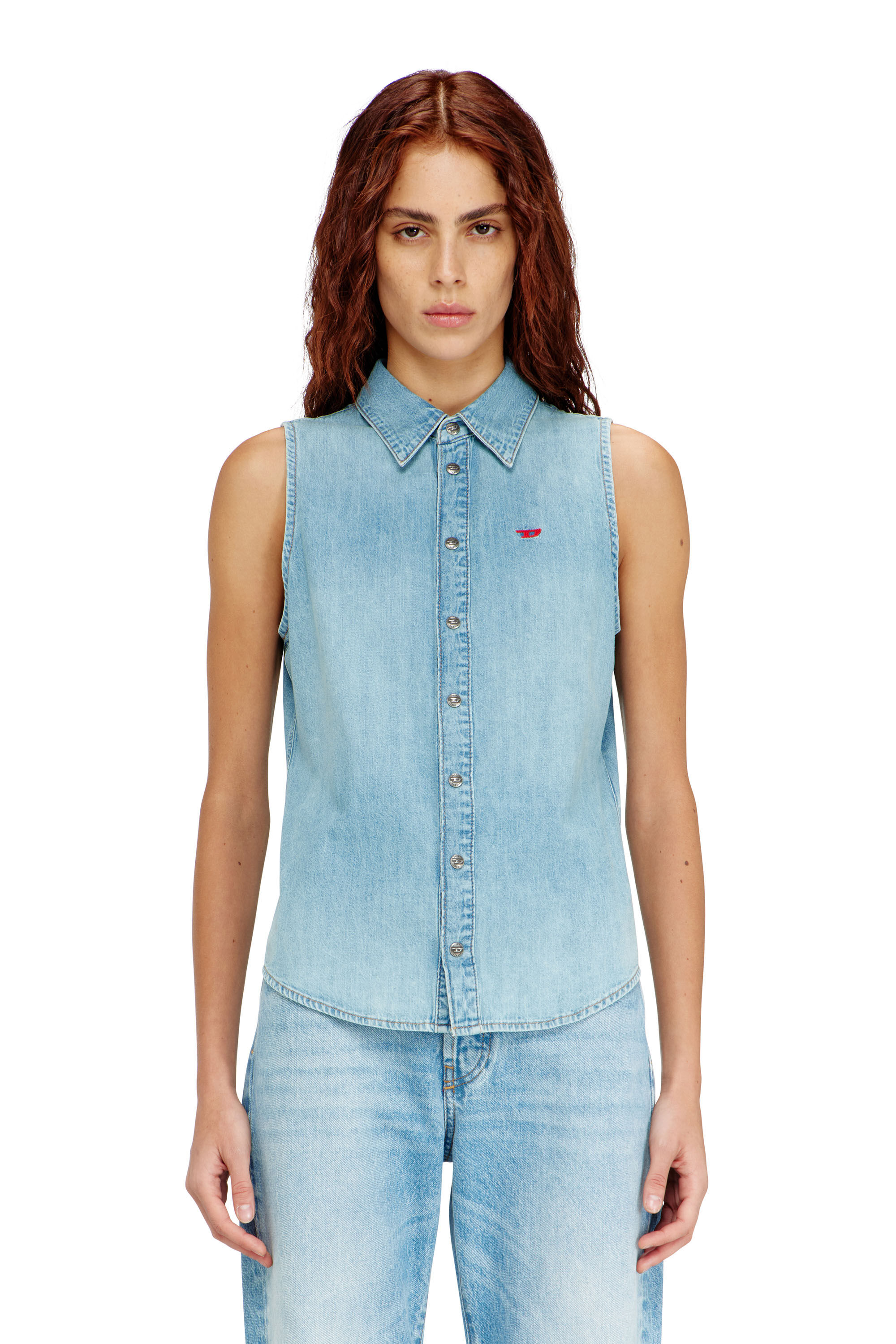 Diesel - DE-EAZY-SL, Camisa vaquera sin mangas Mujer in Azul marino - 3