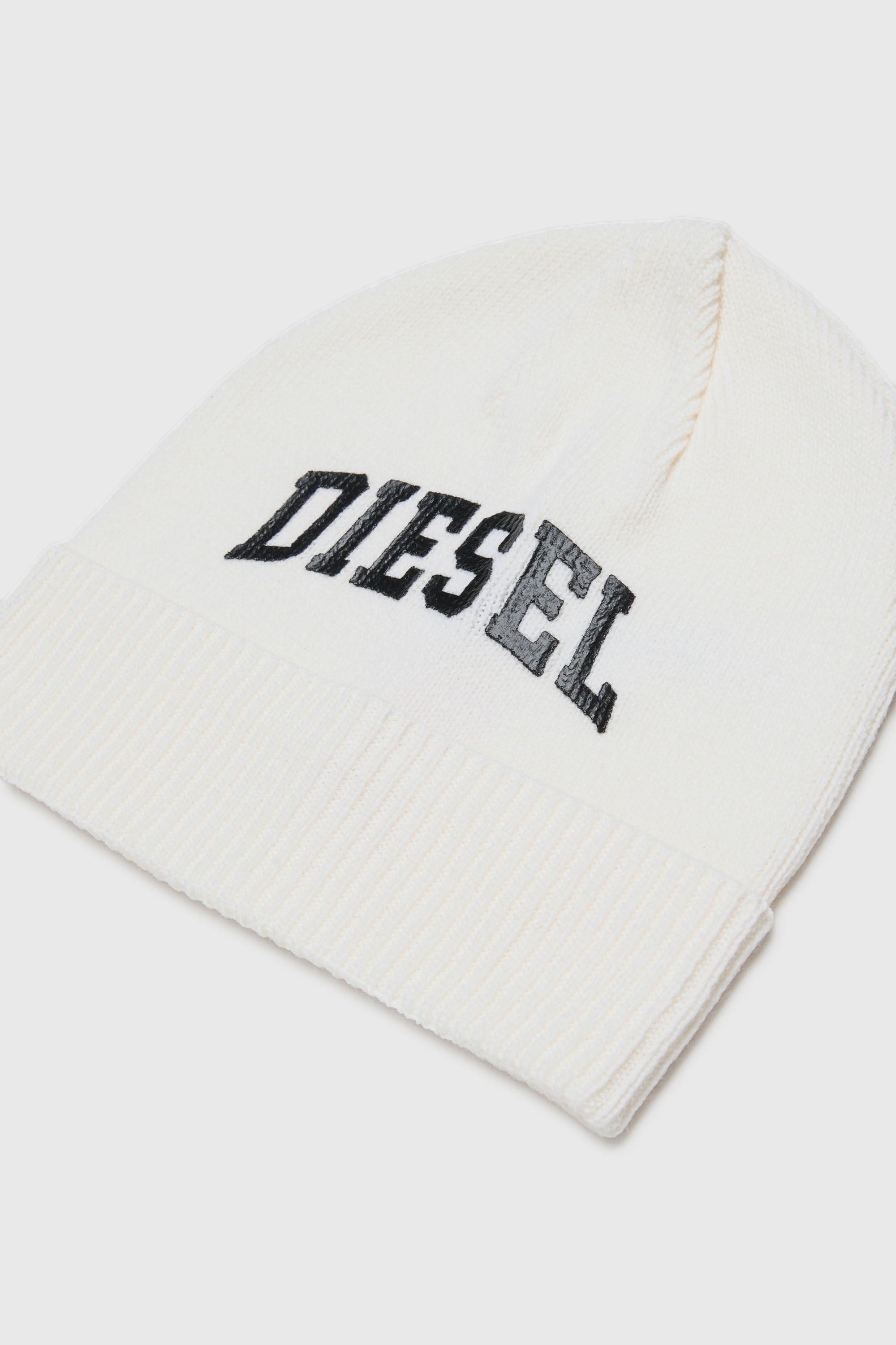 Diesel - FBAND, Unisex's Wool-blend beanie with logo in White - 3