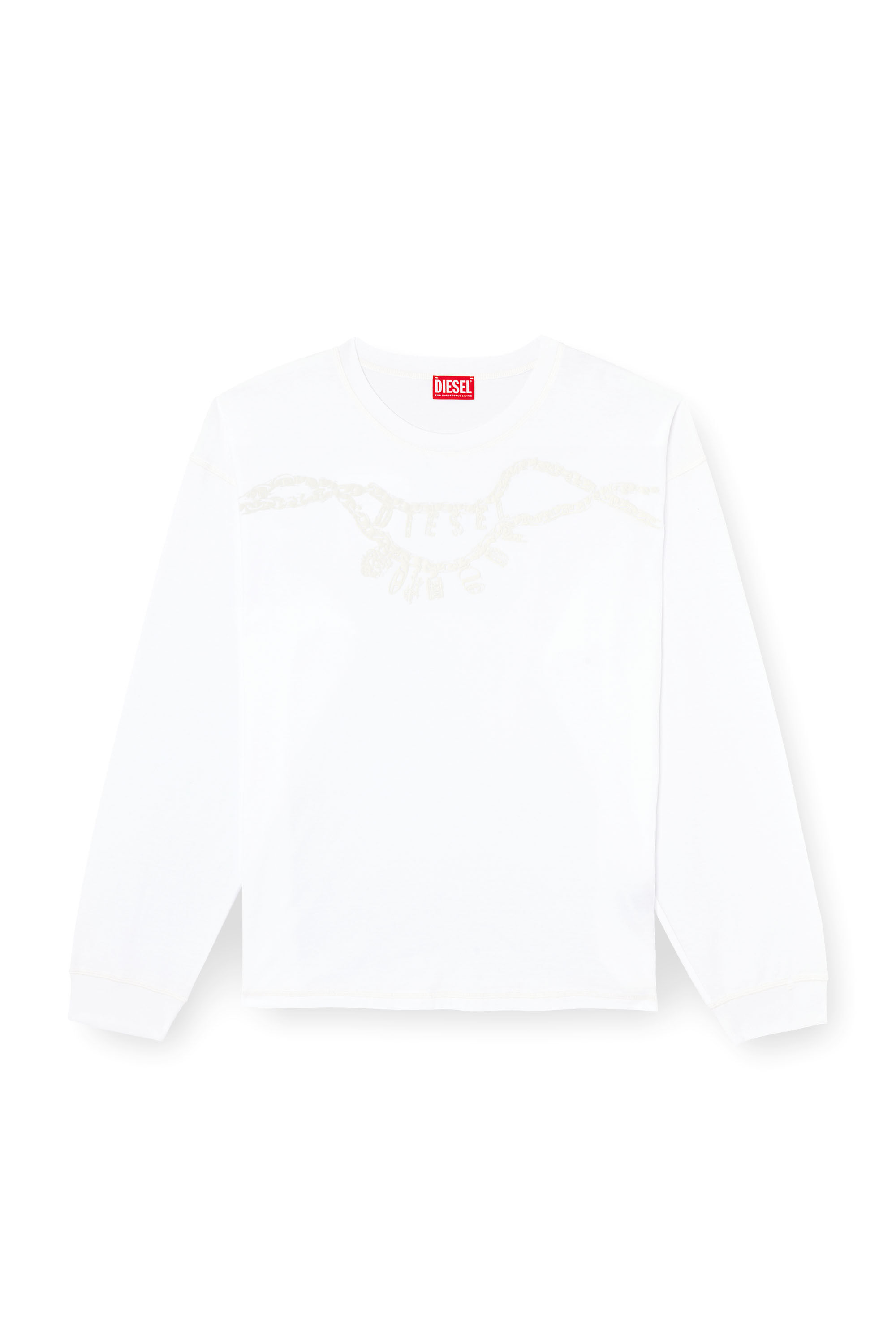 Diesel - T-BOXT-LS-HOSHI, Camiseta de manga larga con estampado de collar con colgante Unisex in Blanco - 2