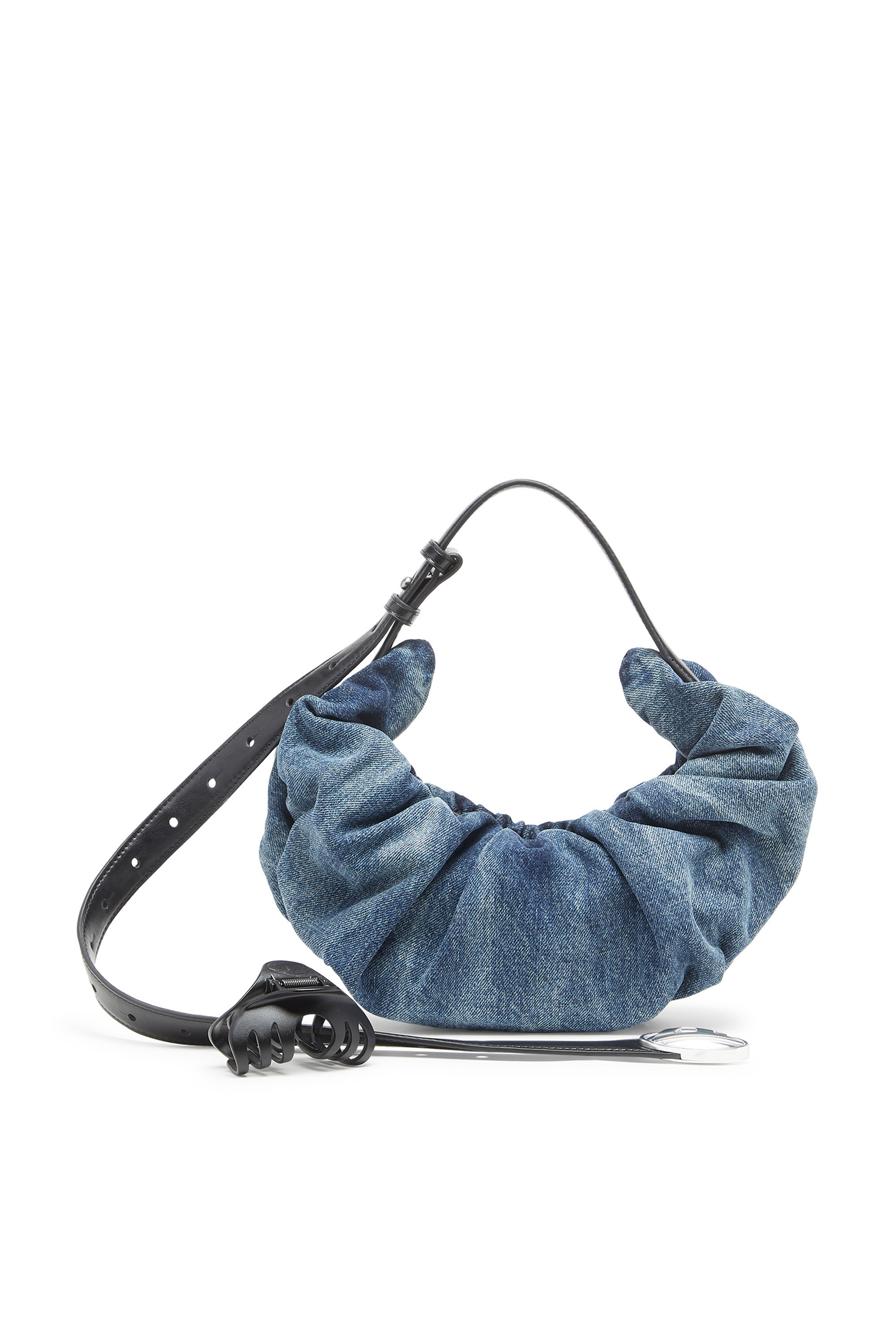 Diesel - GRAB-D HOBO S, Grab-D S-Bolso hobo peque&ntilde;o arrugado en denim tratado Mujer in Azul marino - 5