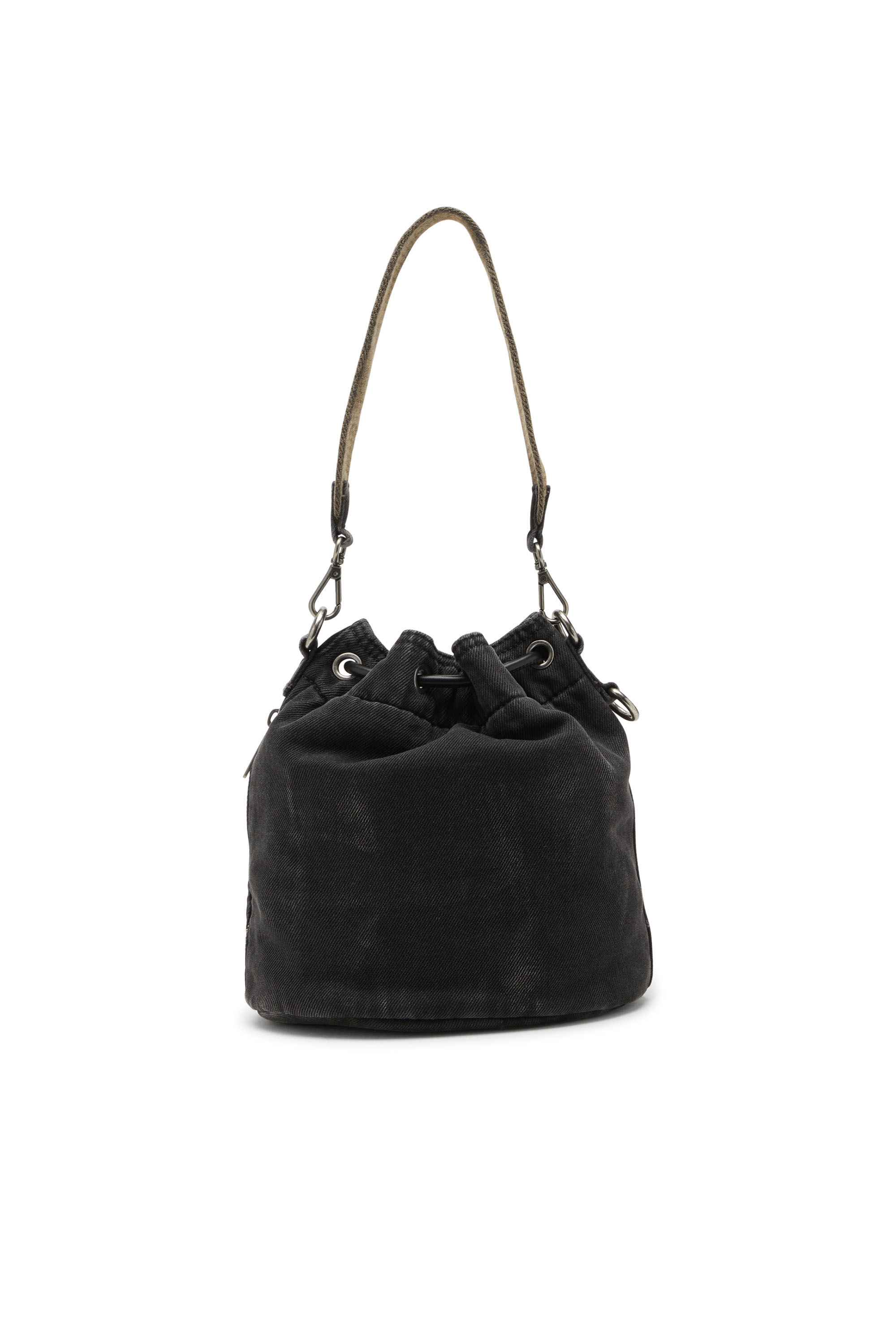 Diesel - MULTI-PKTS BUCKET X, Multi-Pkts-Bolso tipo cubo multibolsillo en denim lavado Unisex in Negro - 2